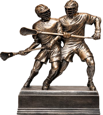 DOUBLE LACROSSE PLAYER RESIN SCULPTURE