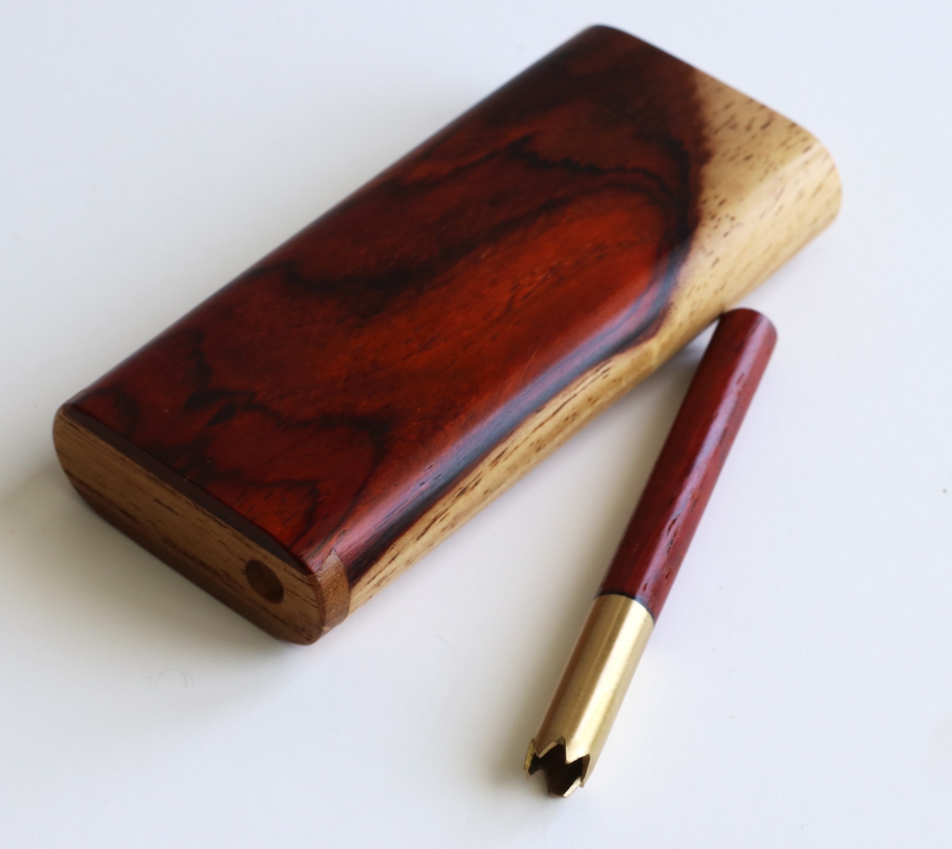 Cocobolo Slider Lid Dugout & One Hitter-Classy Handcrafted American Stash Box