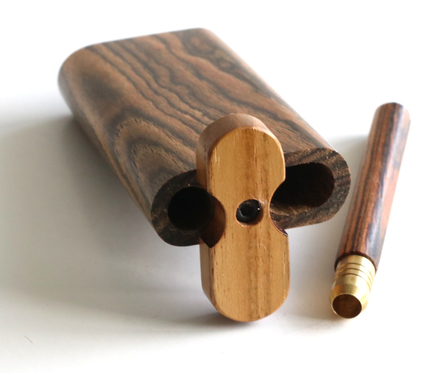 One of a Kind Bocote Swivel Lid Dugout & One Hitter Pipe