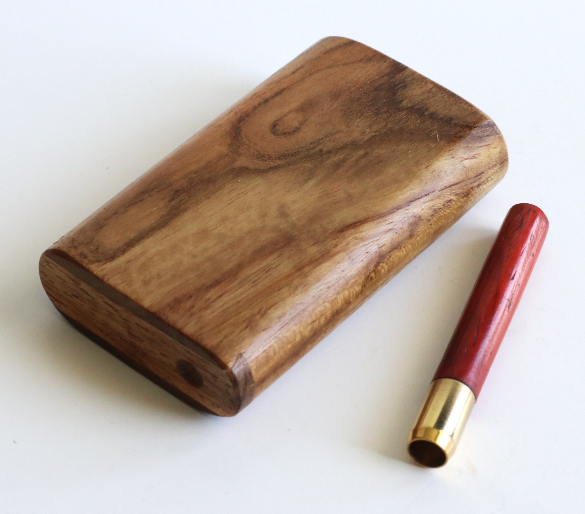 Teak Wood Dugout & One Hitter-3" Slider Lid-American Crafted Stash Box-one of a kind