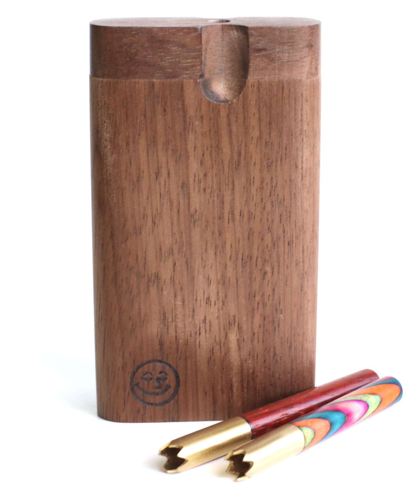 4" Walnut Double Hitter Dugout & Glass Pipe-American Crafted Dugout