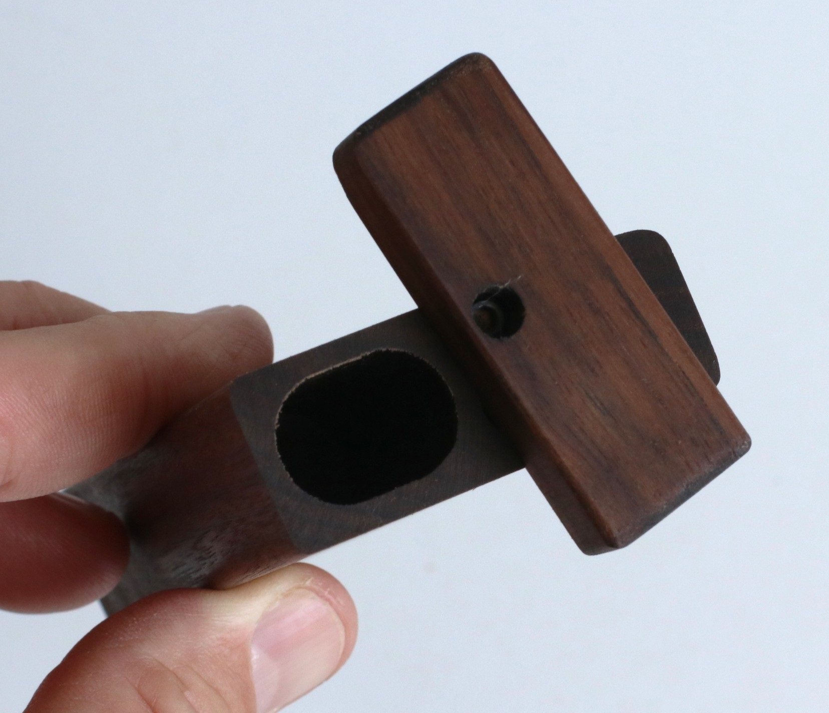 4" Walnut Wood Dugout-Premium Stash Box with One Hitter & Stash Cleaner