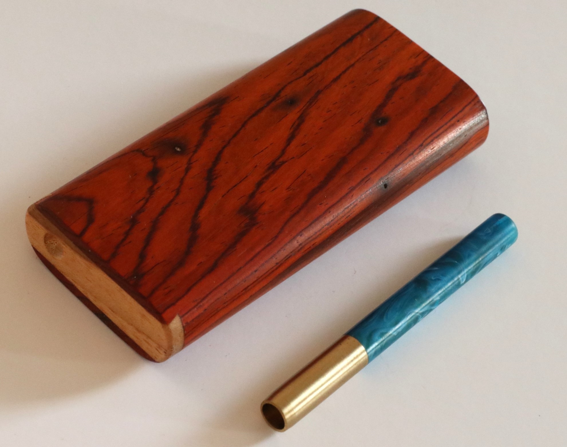 Cocobolo Slider Lid Dugout & One Hitter-Classy Handcrafted American Stash Box