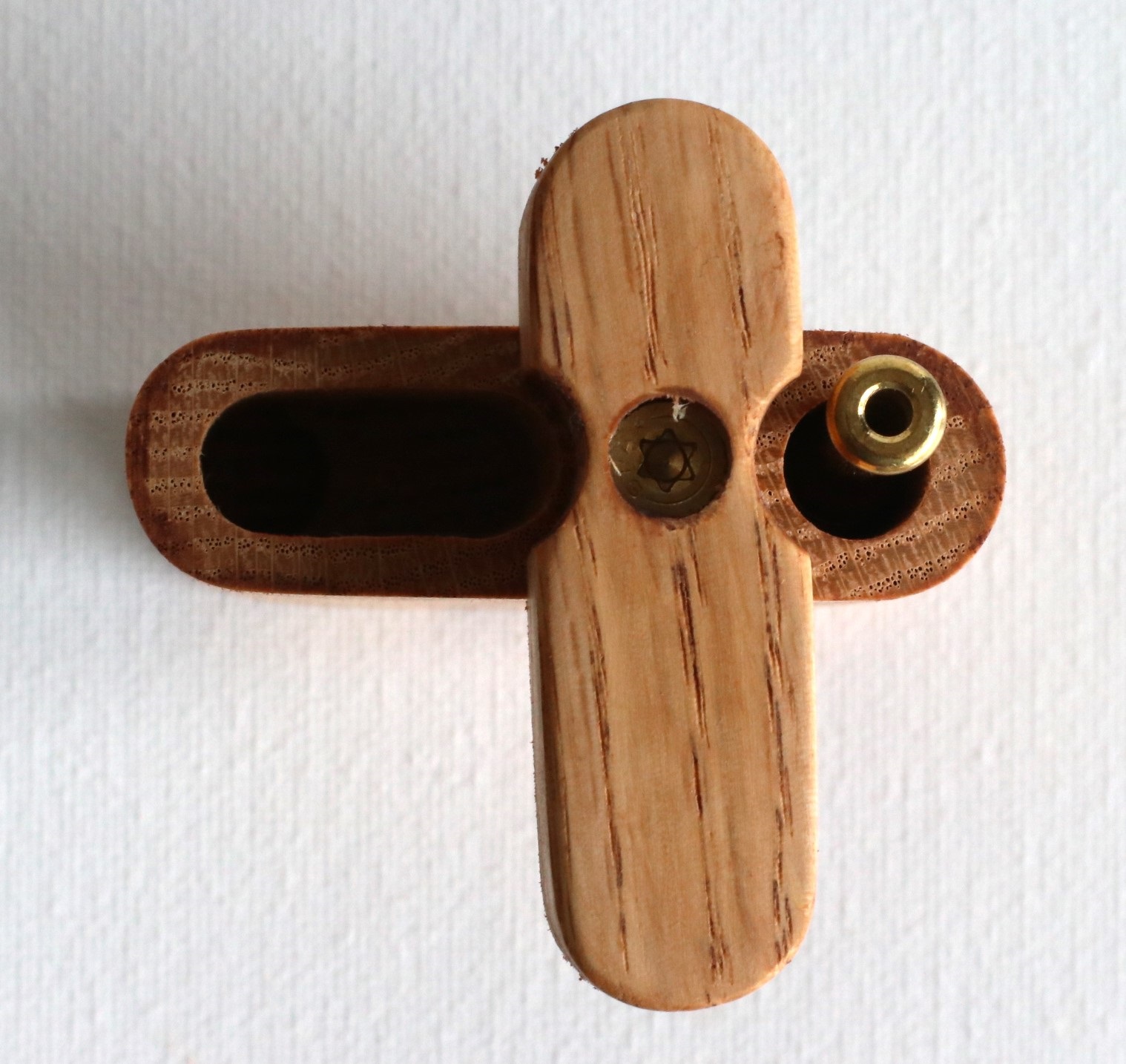 3" American Oak Wood Dugout & One Hitter Pipe-American Crafted Stash Box - Handcrafted Wood Dugout