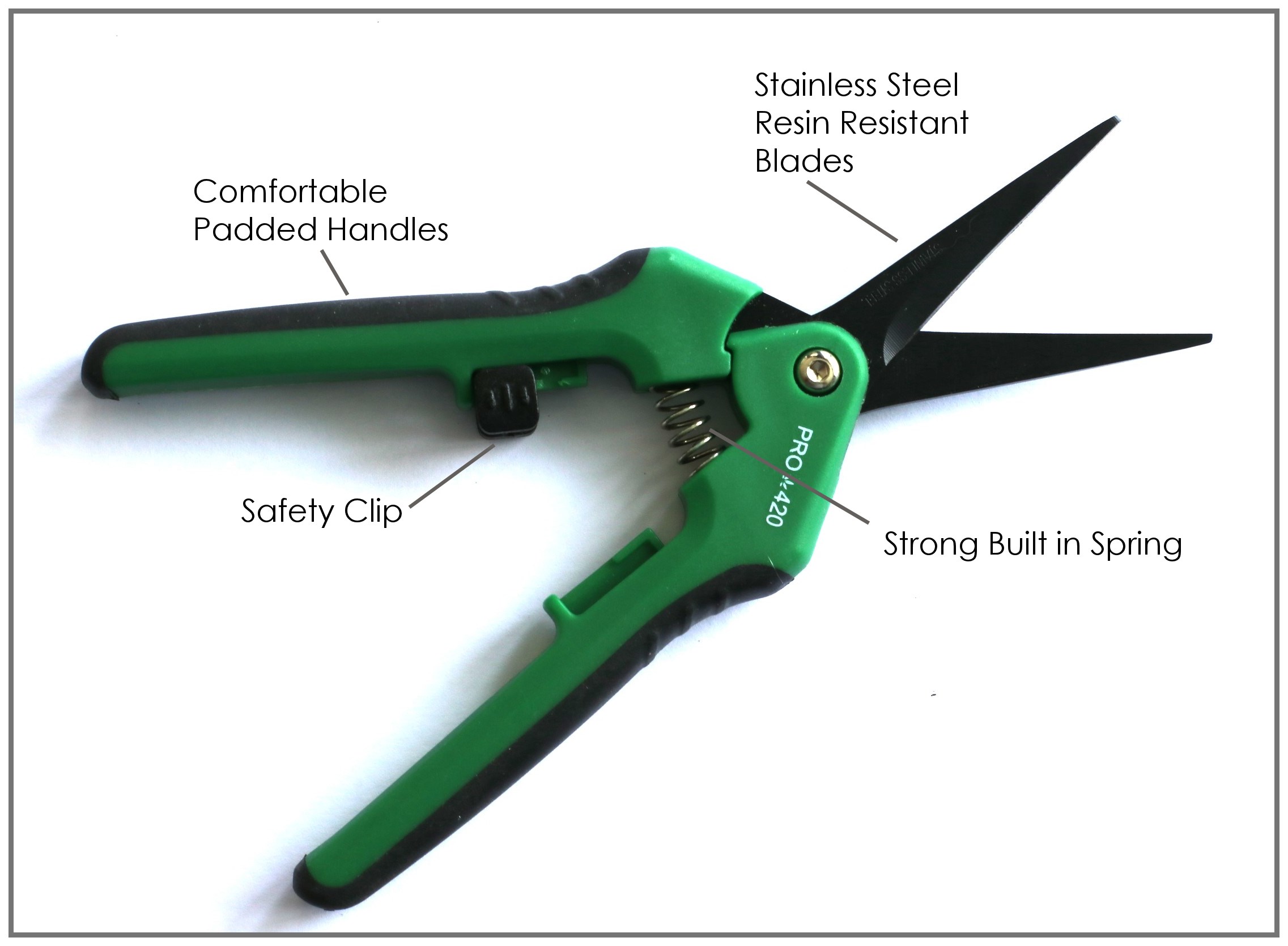 PRO 420 Scissors- 6 pack- Spring Loaded Professional Trimming Scissors for Cannabis - Spring Loaded Scissors