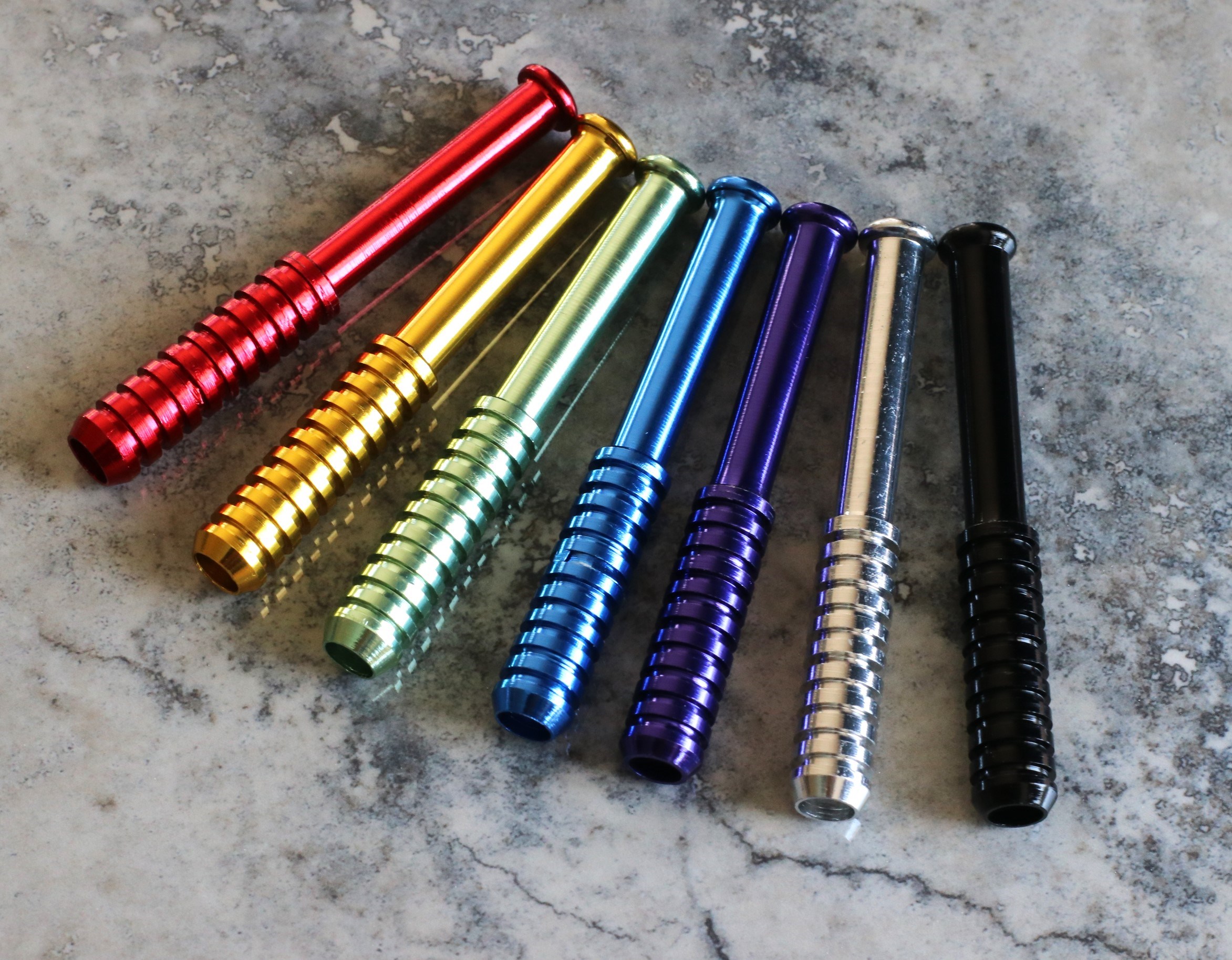 3" Color Ribbed One Hitter Pipes-Designed for 4" Dugouts-Multiple Colors - Ribbed Metal Pipe