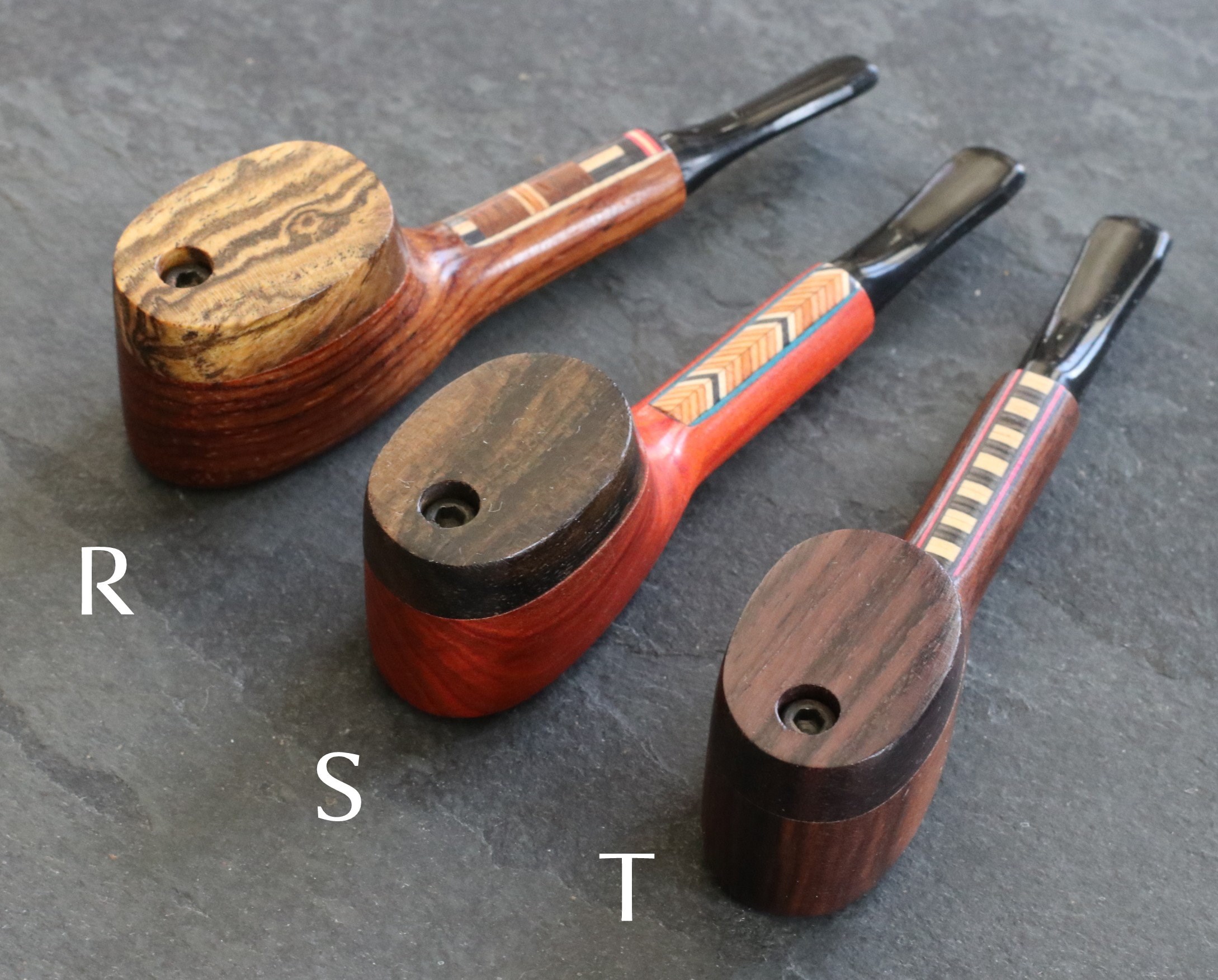 4" Exotic Wood Pipe- L56 TRIBAL- American Crafted Swivel Lid Wood Smoking Pipe - Exotic Wood Swivel Lid Pipes