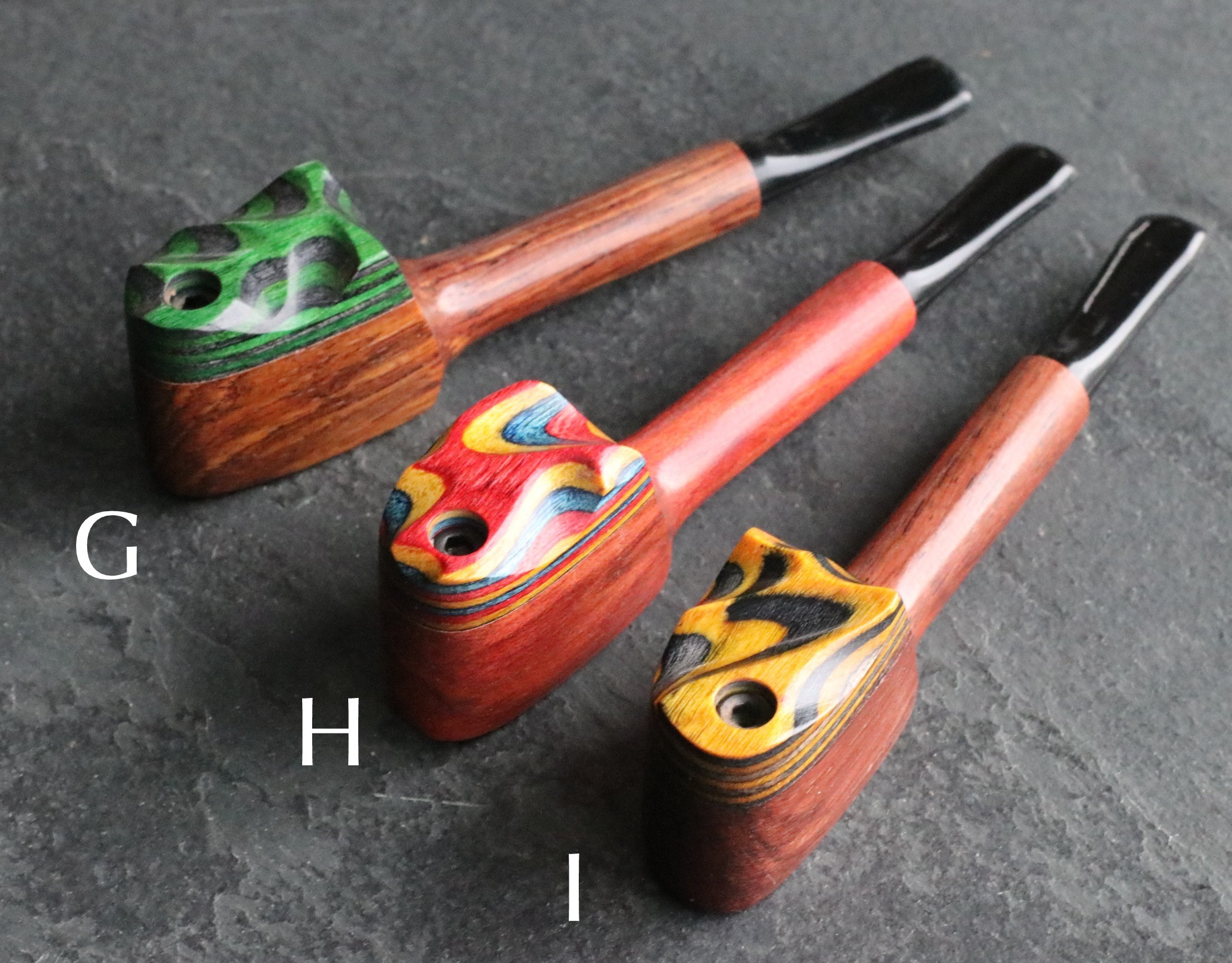 4" Swivel Lid Wood Pipe-DC1 COLOR ETCH LID-Handcrafted American Smoking Pipe - Exotic Wood Pipe