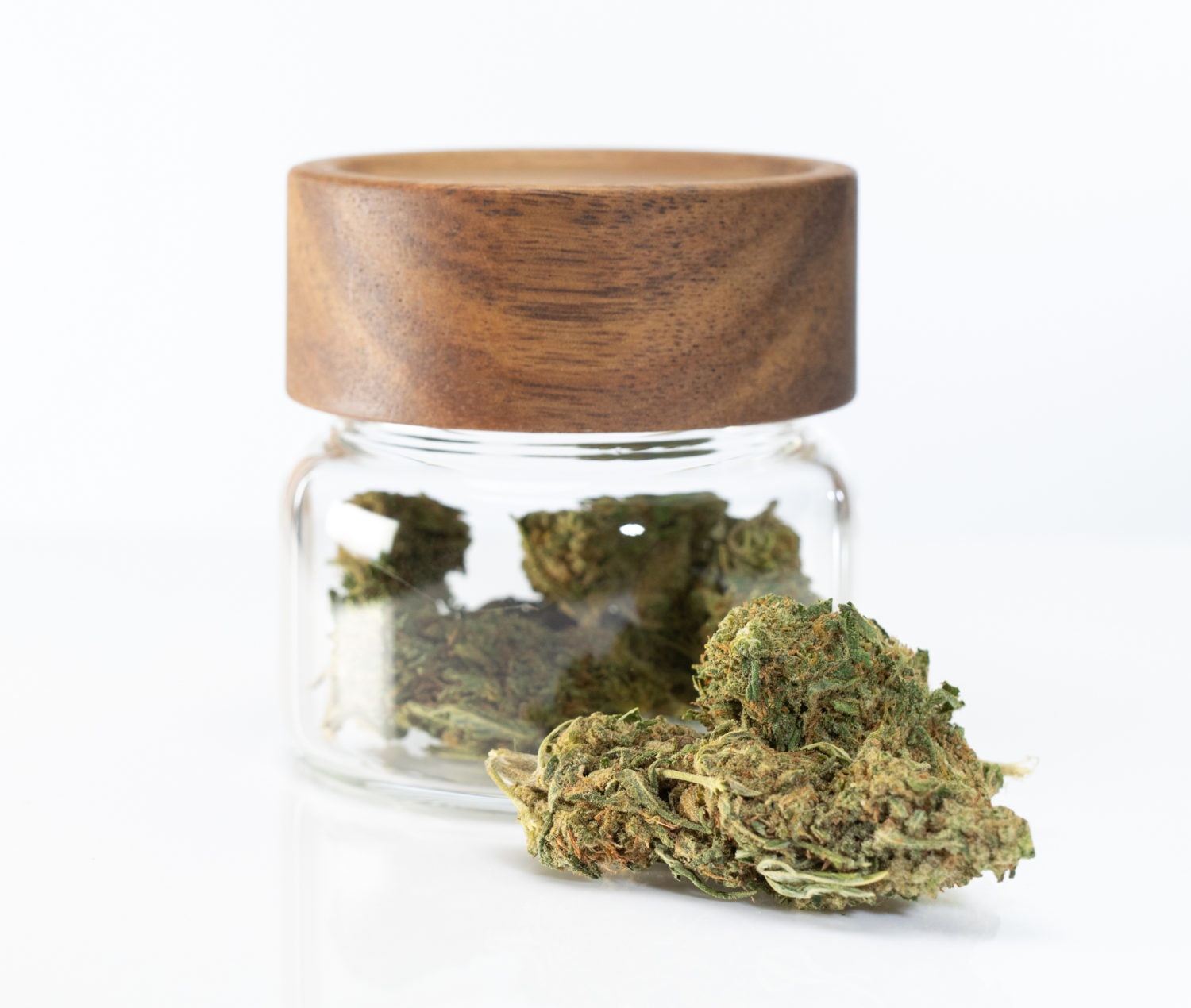 Glass Stash Jar with Bamboo Lid- Flat Top-Smell Proof Jar for Herbs & Spices