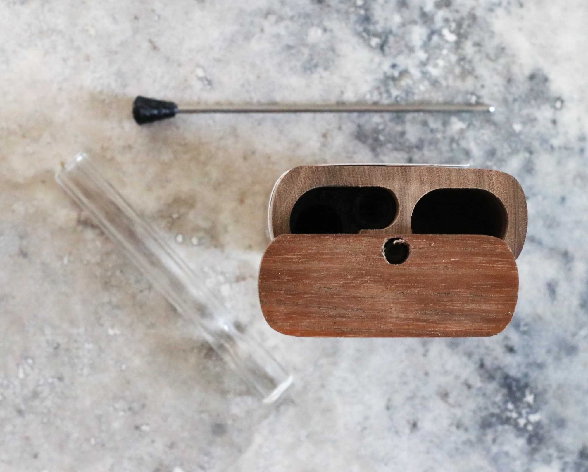 4" Walnut Wood Dugout- by Futo- Premium Stash Box with One Hitter & Stash Cleaner - Futo Walnut Dugout