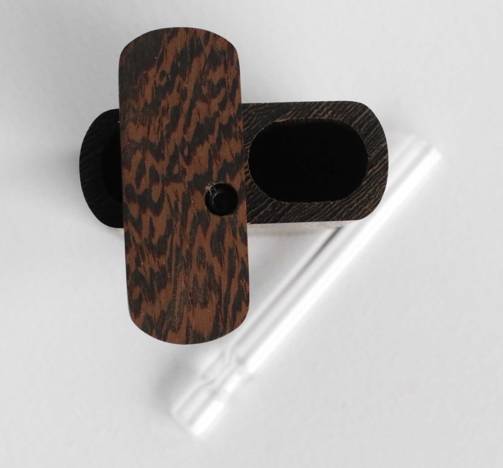 4" Wenge Wood Dugout- by Futo- Premier Stash Box with One Hitter & Stash Cleaner - Wenge Wood Dugout
