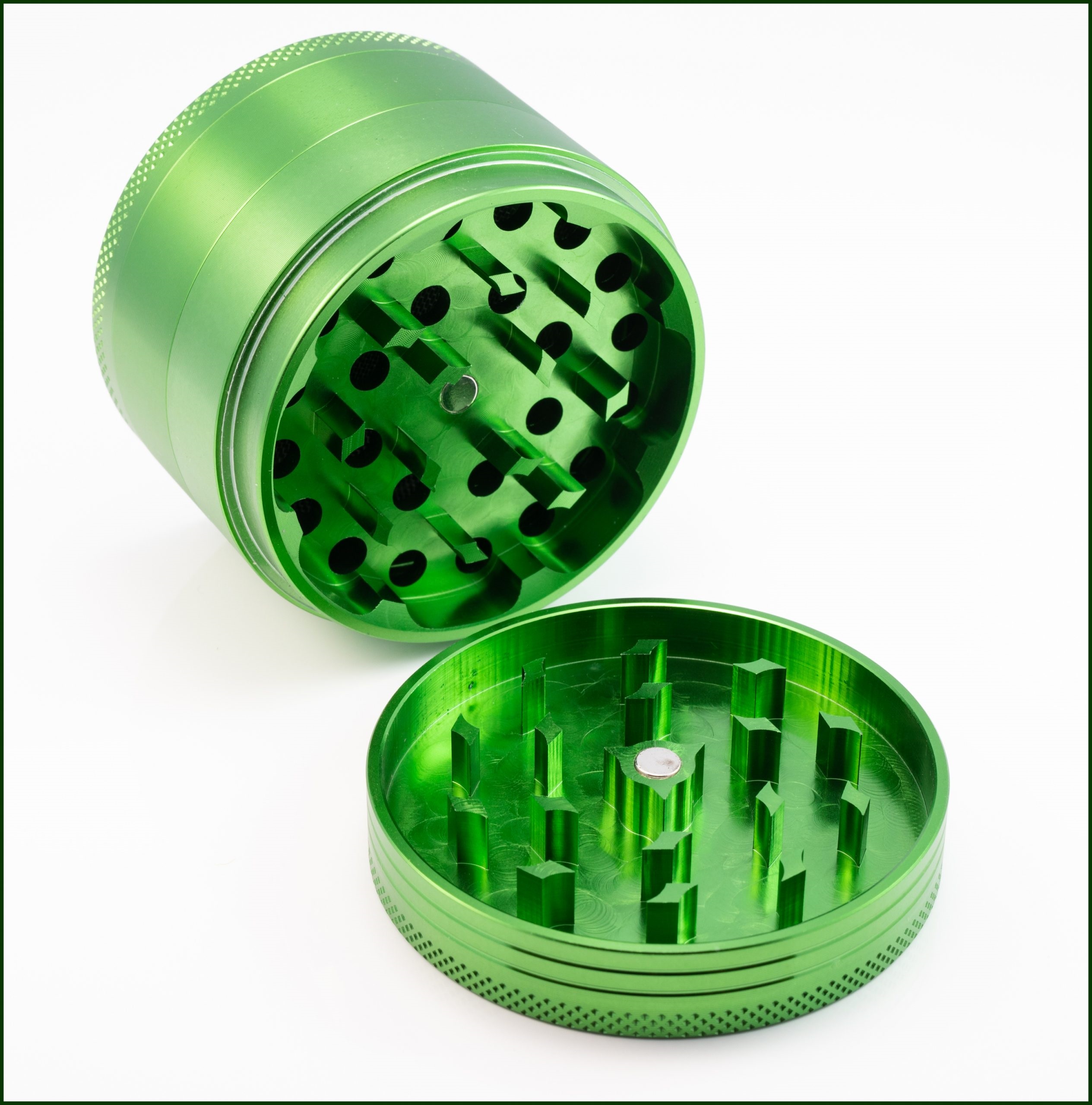 Green Herb Grinder- 2.5" 4 Piece Professional Grade herb Grinder