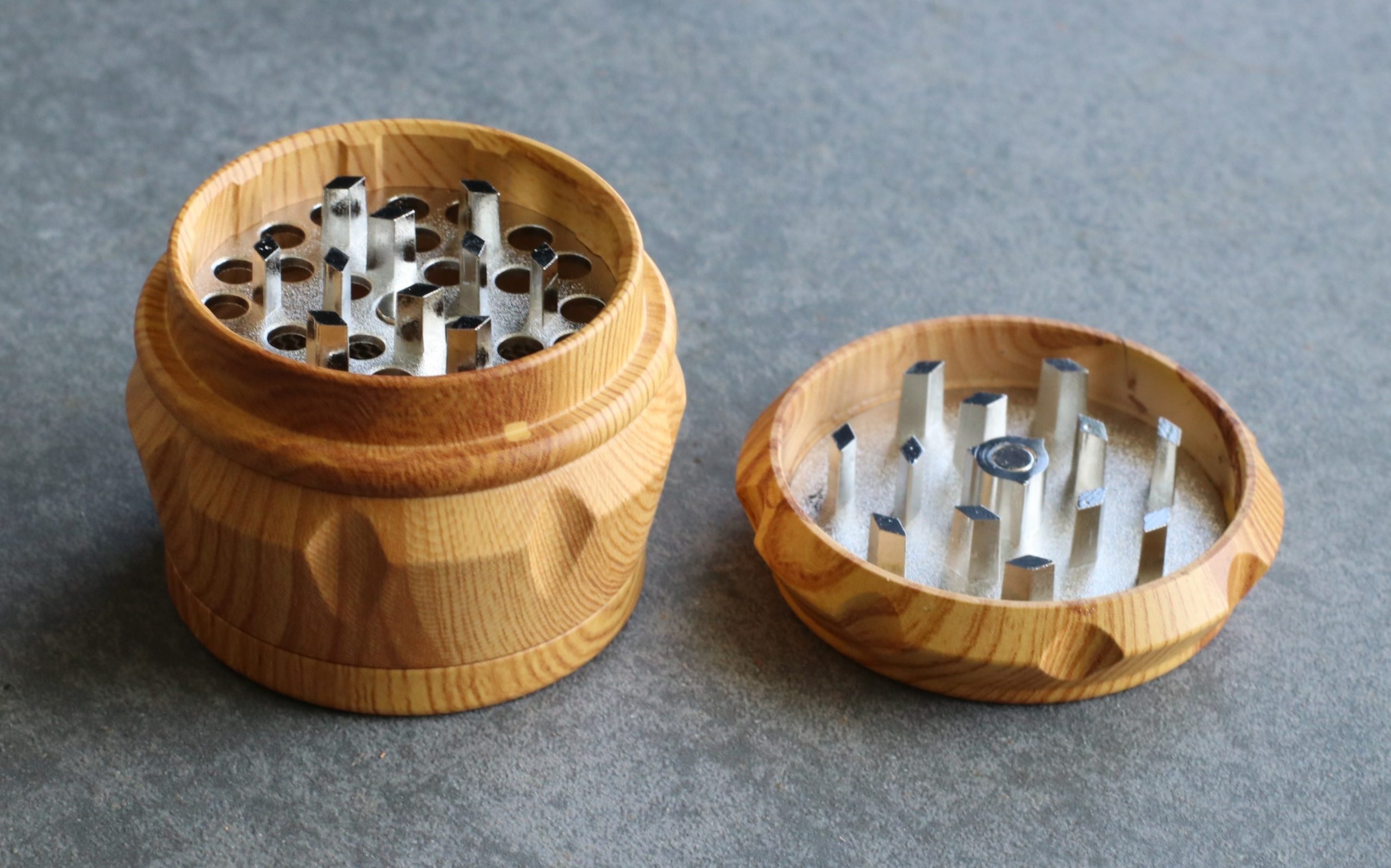 2" Wood Herb Grinder- 4 Piece Grinder with Catch-Screen-Magnetic Lid
