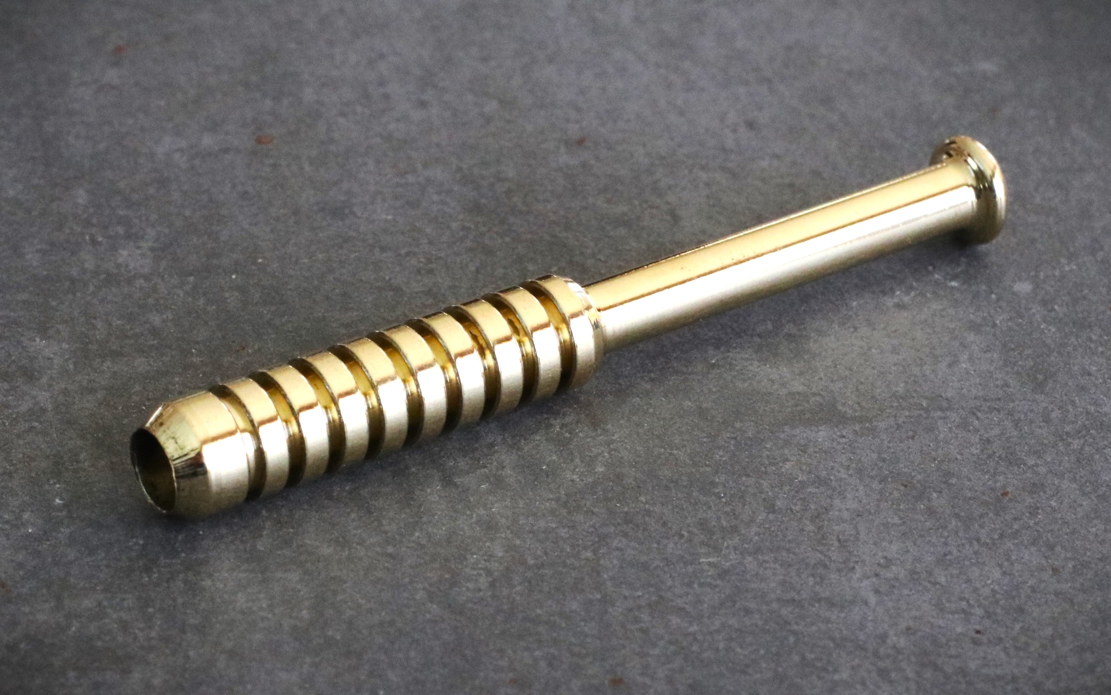 3" Brass One Hitter Pipe-Ribbed Old School Classic for 4" Dugouts - Brass One Hitter Pipe