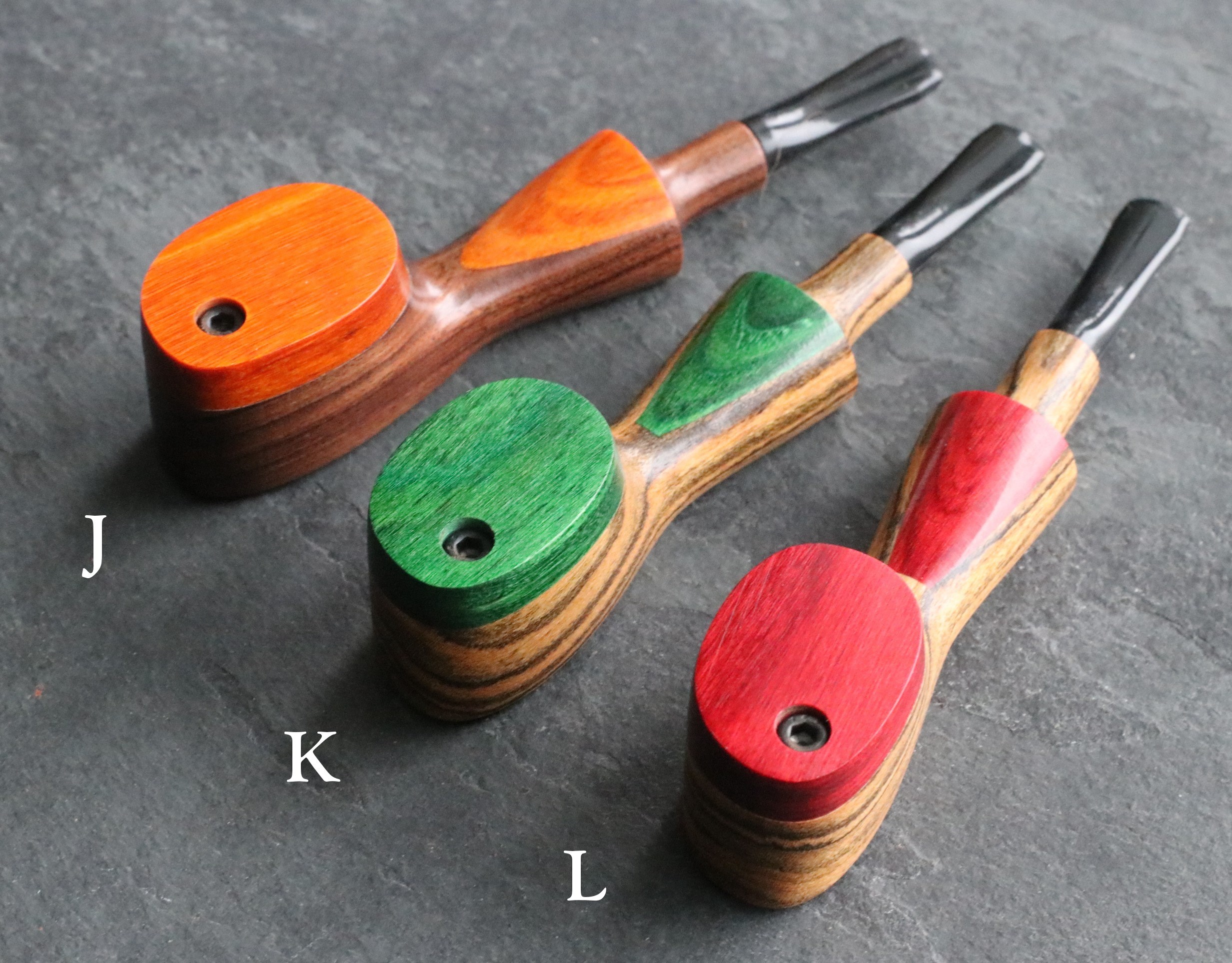 Colorful Exotic Wood Pipes with Swivel Lid- G3 COLOR ETCH BODY- Handcrafted American Pipes - Exotic Wood Pipes