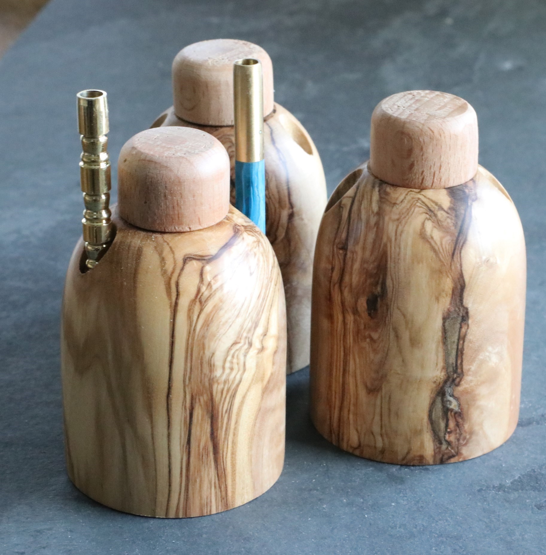 Olive Wood Tabletop Dugout- One Hitter Stash Box- Smoker's Gift