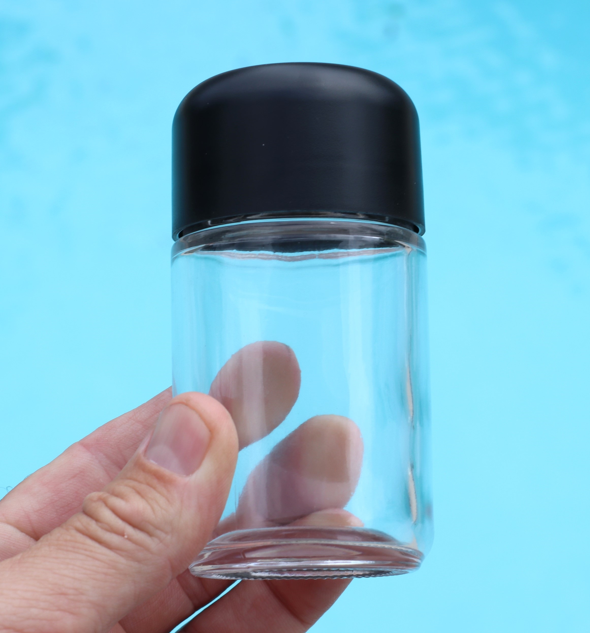 4" Glass Stash Jar-Smell Proof-Child Proof Lid-Safe and Secure Jar