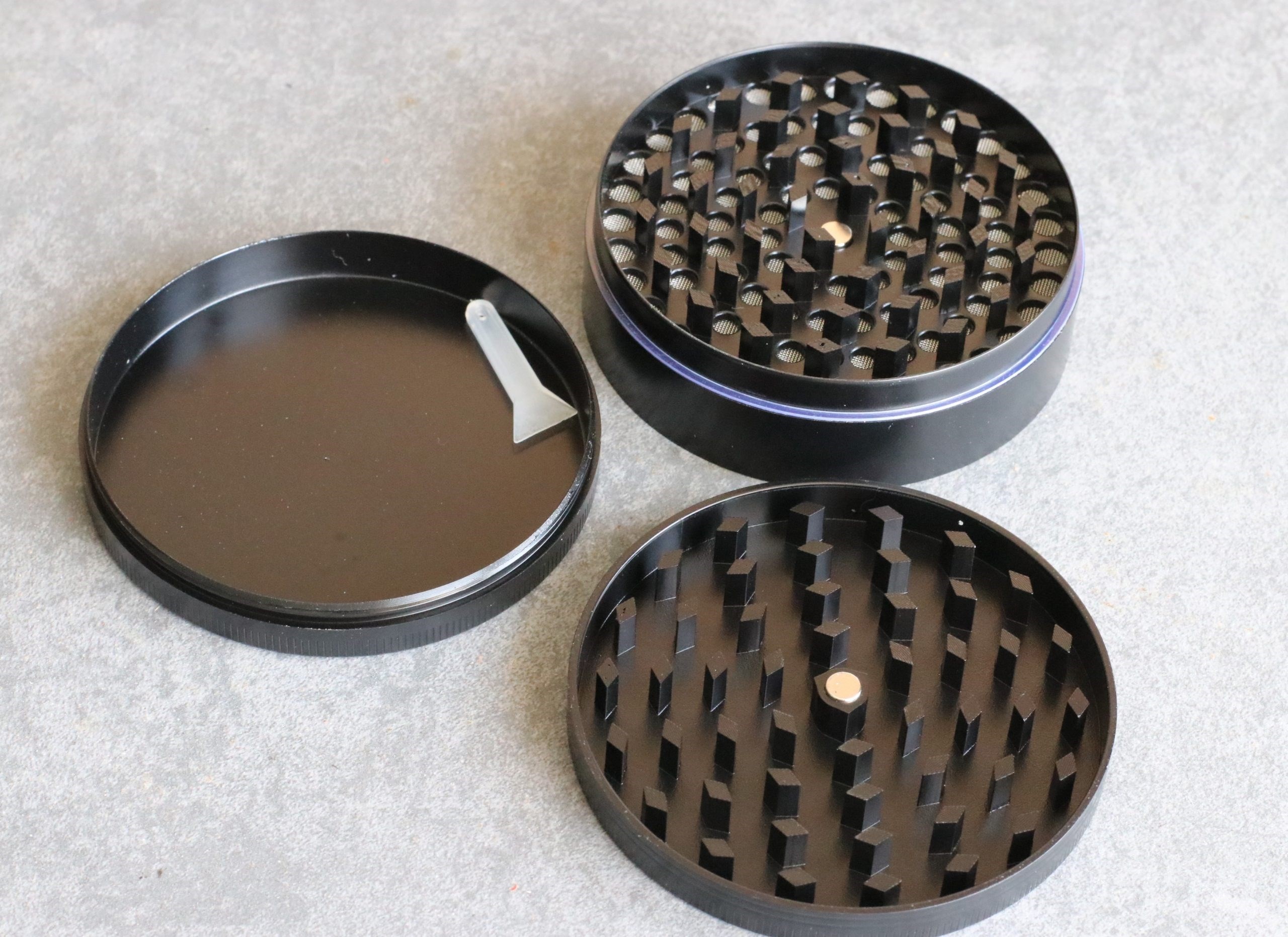 3" Professional Grade Herb Grinder- 3pc magnetic lid with screen- Top Quality-Black - Professional Herb Grinder-3 Piece Metal-Black