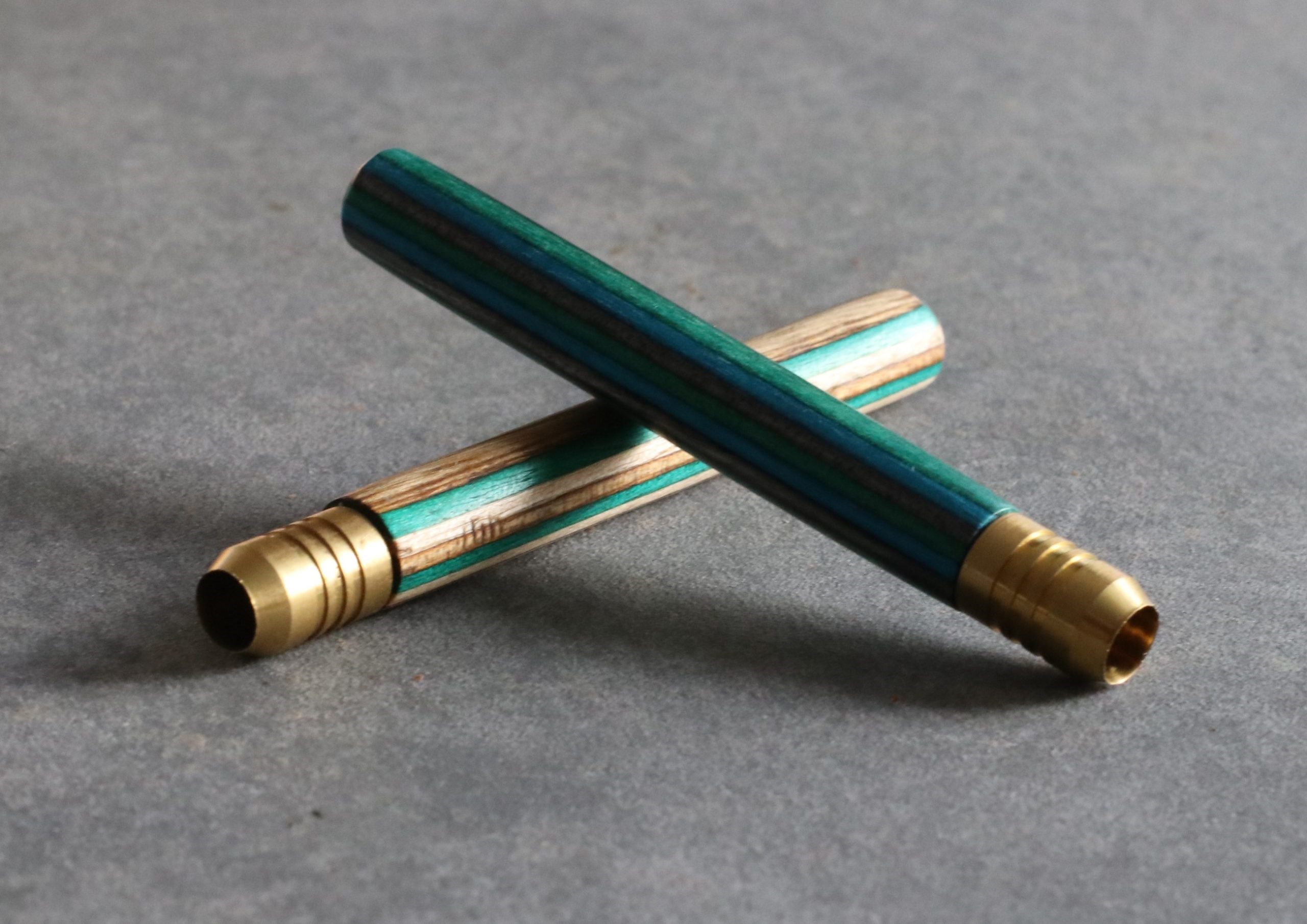 3" Colorful Rainbow Wood Pipes with Brass Bowl-Handcrafted Wood Smoking Pipes - 3' Rainbow Wood & Brass Pipes