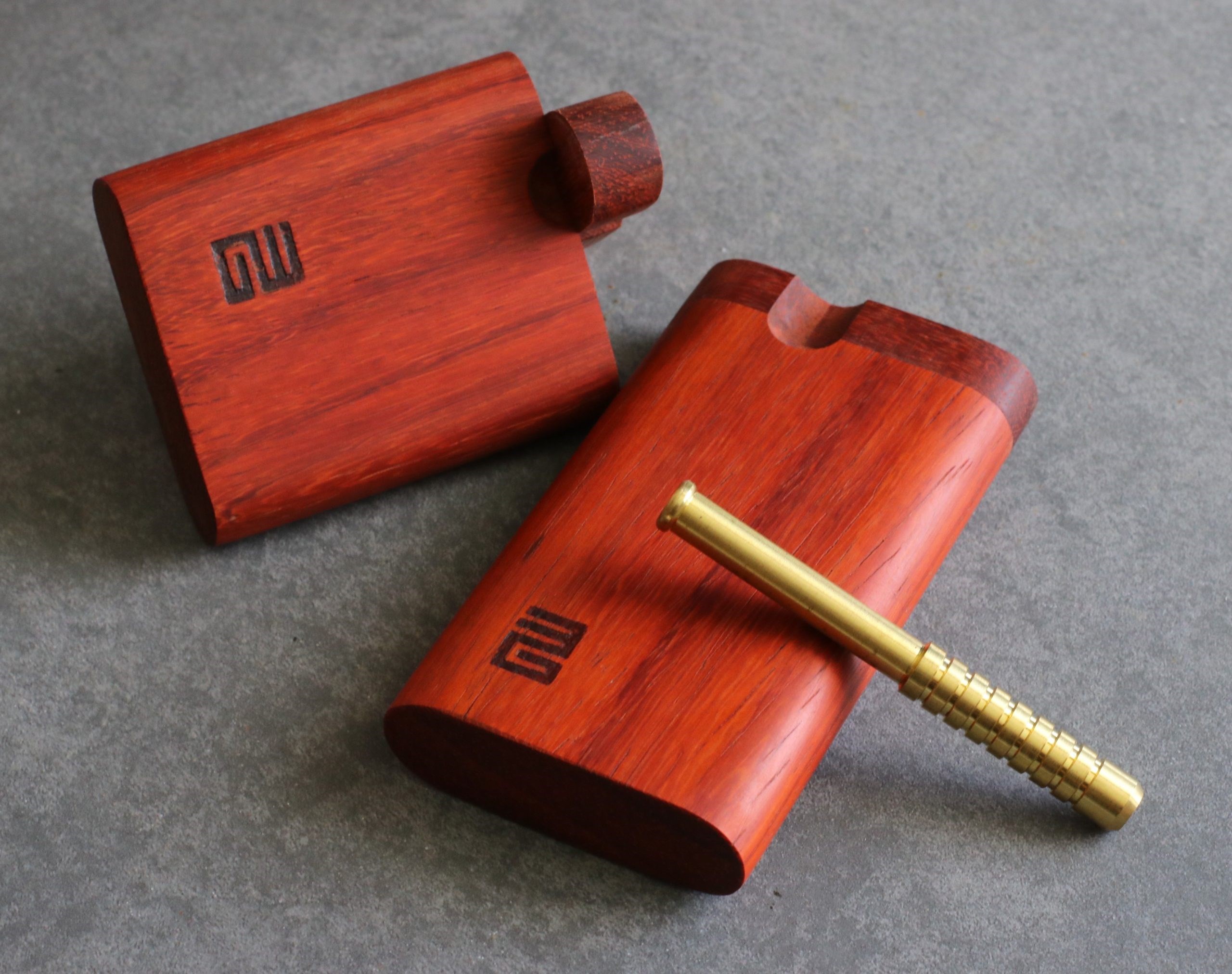 3rd Grain Padauk Wood Dugouts & One Hitter Pipe-American Crafted Stash Box
