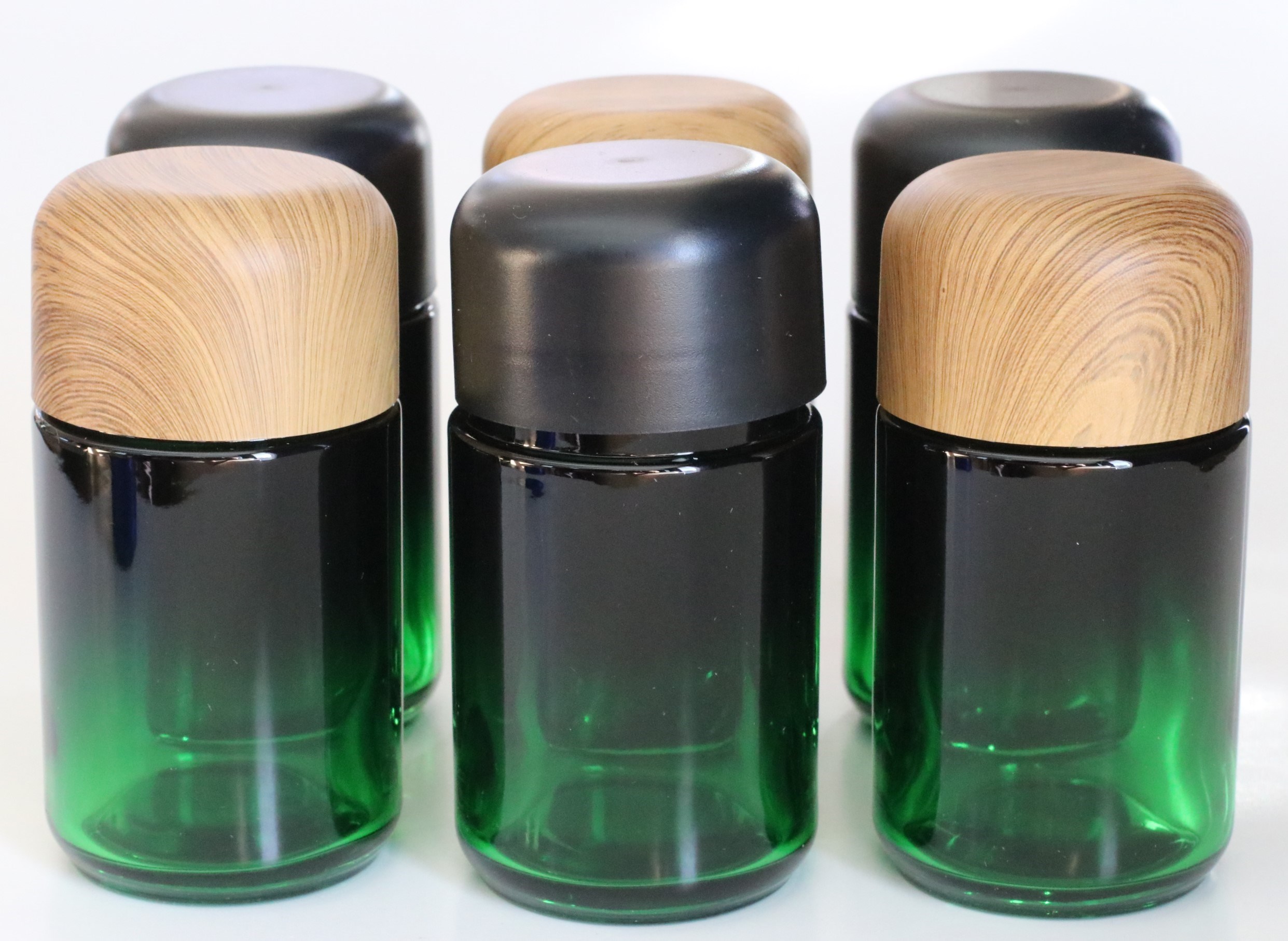 6 x Glass Stash Jars-Quality Green Tinted Glass with Smell/Child Proof Lids - Glass Stash Jar
