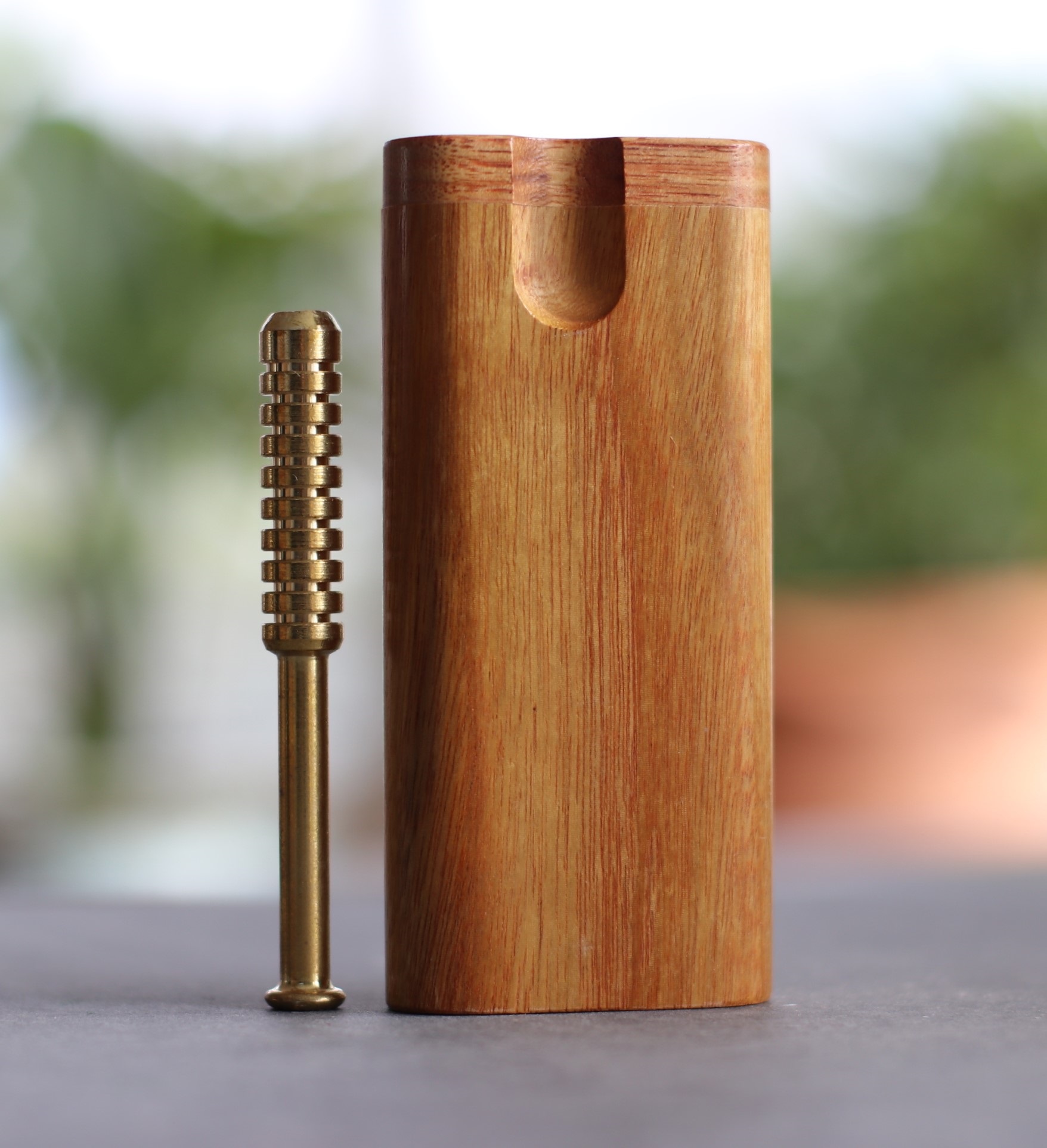 4" Teak Wood Swivel Lid Dugout & Brass One Hitter- Best Gift- Mushroom Engraved Dugout