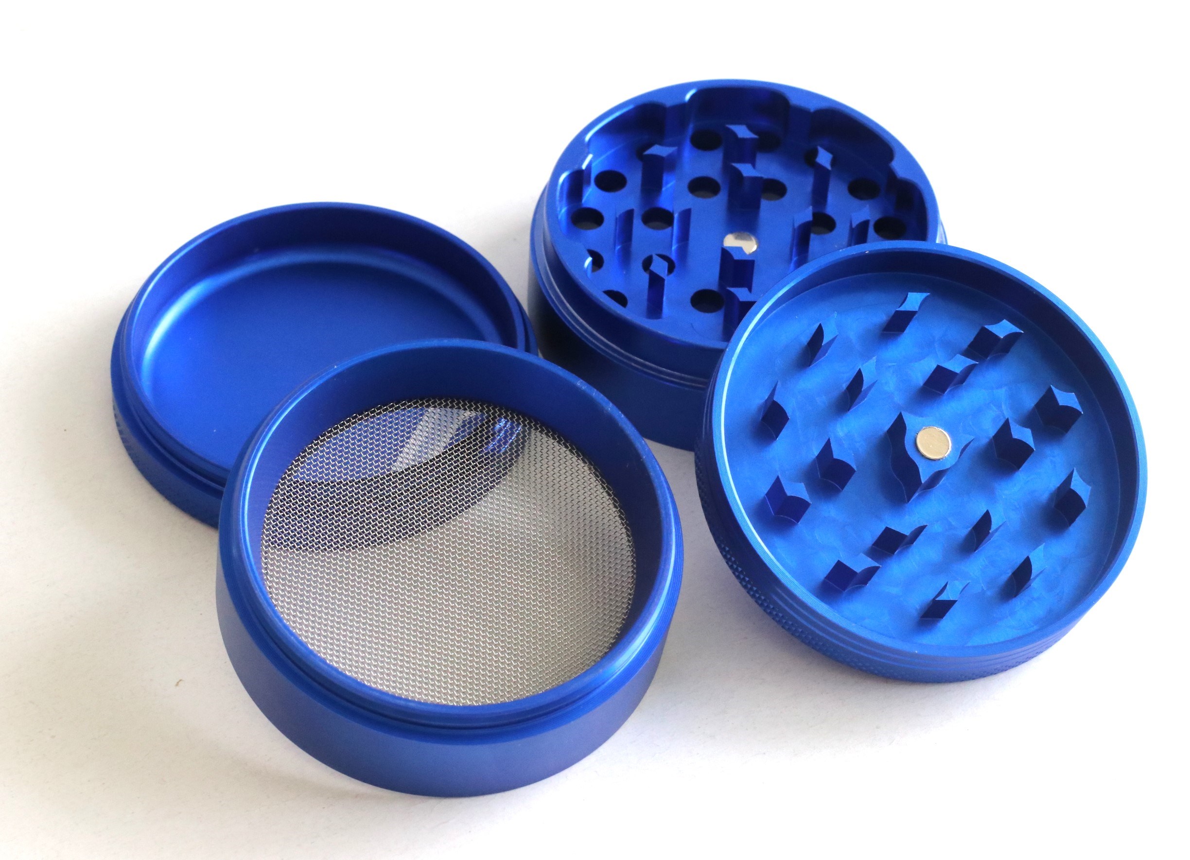 PRO 420 Blue Gift Pack- Herb Grinder & Glass Pipe-Great Gift for Smokers - Blue Metal Herb Grinder