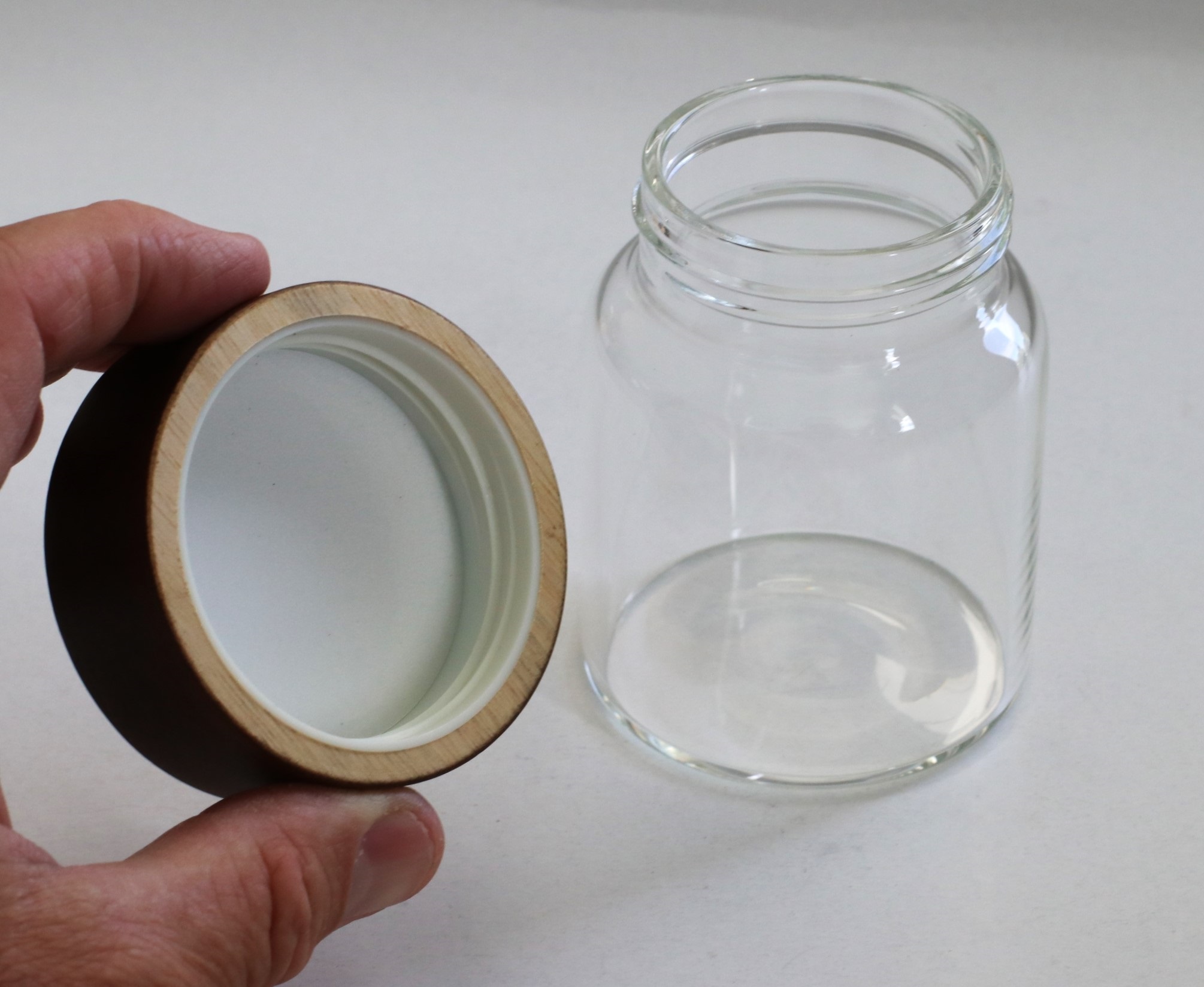 Glass Stash Jar with Bamboo Lid- Flat Top-Smell Proof Jar for Herbs & Spices - 4' Glass Stash Jar