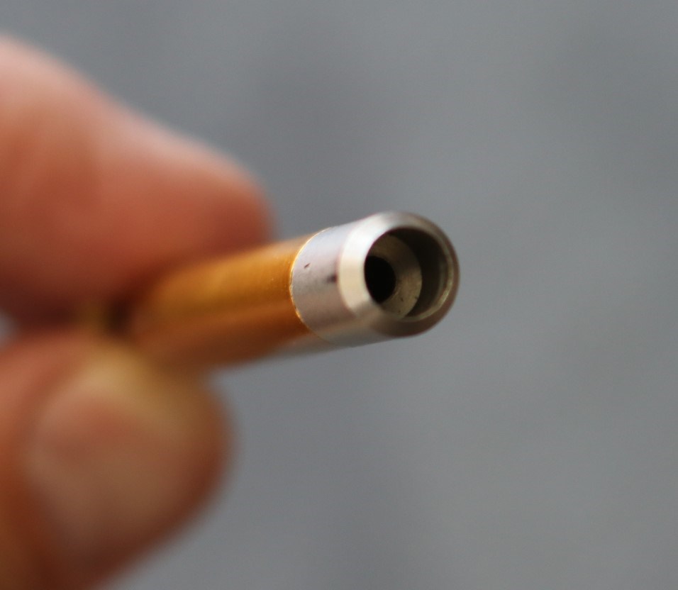 3" Stainless Steel Shark Tip Pipe-Designed for 4" Dugouts w/brass poker - 3' Gold Metal One Hitter Pipe