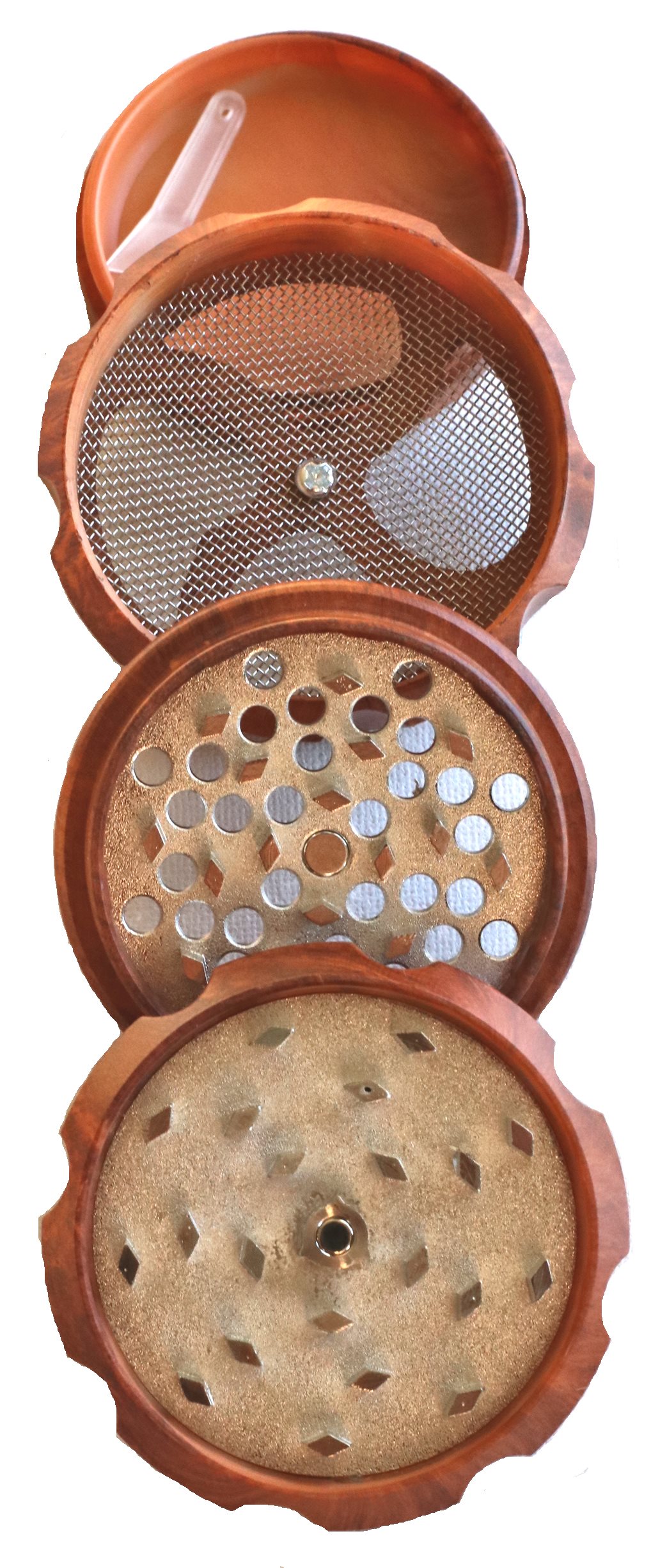 2.5" Wood Resin Herb Grinder- 4 Piece Grinder with Catch-Screen-Magnetic Lid - 4 Piece Herb Grinder