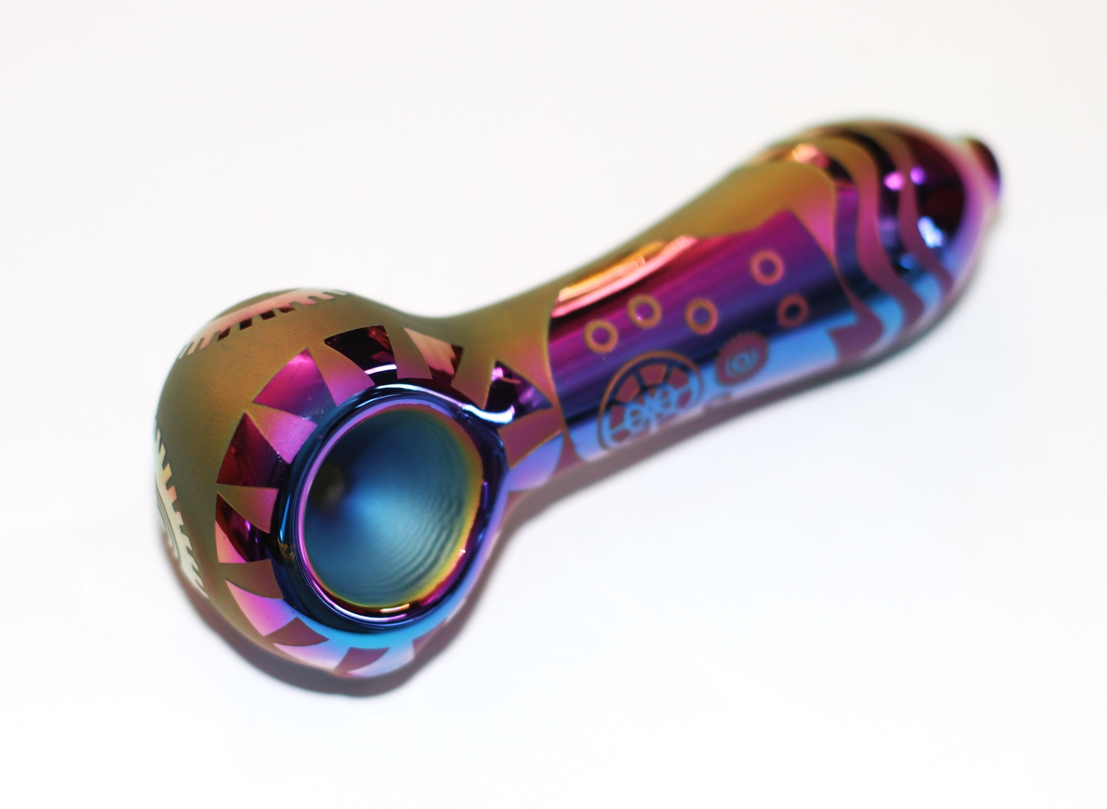 4" Glass Spoon Pipe w/colorful ceramic coating-Rainbow Sundial - 4' Glass Spoon Pipe
