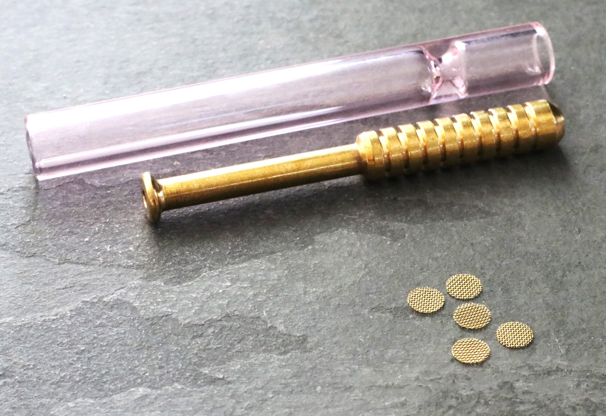 1/4" Brass Screens x 5- Tiny Brass Screens for One Hitter Pipes .25" diameter - .25' Brass Screens for Pipes