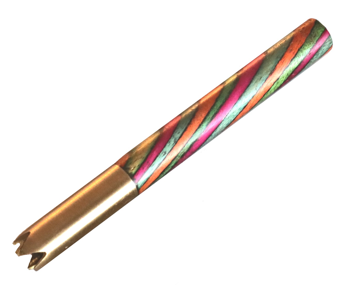 3" Brass Grinder Tip Pipe-Designed for 4" Dugouts-Rainbow Mango Wood Heat Cover - Brass Grinder Tip Pipe