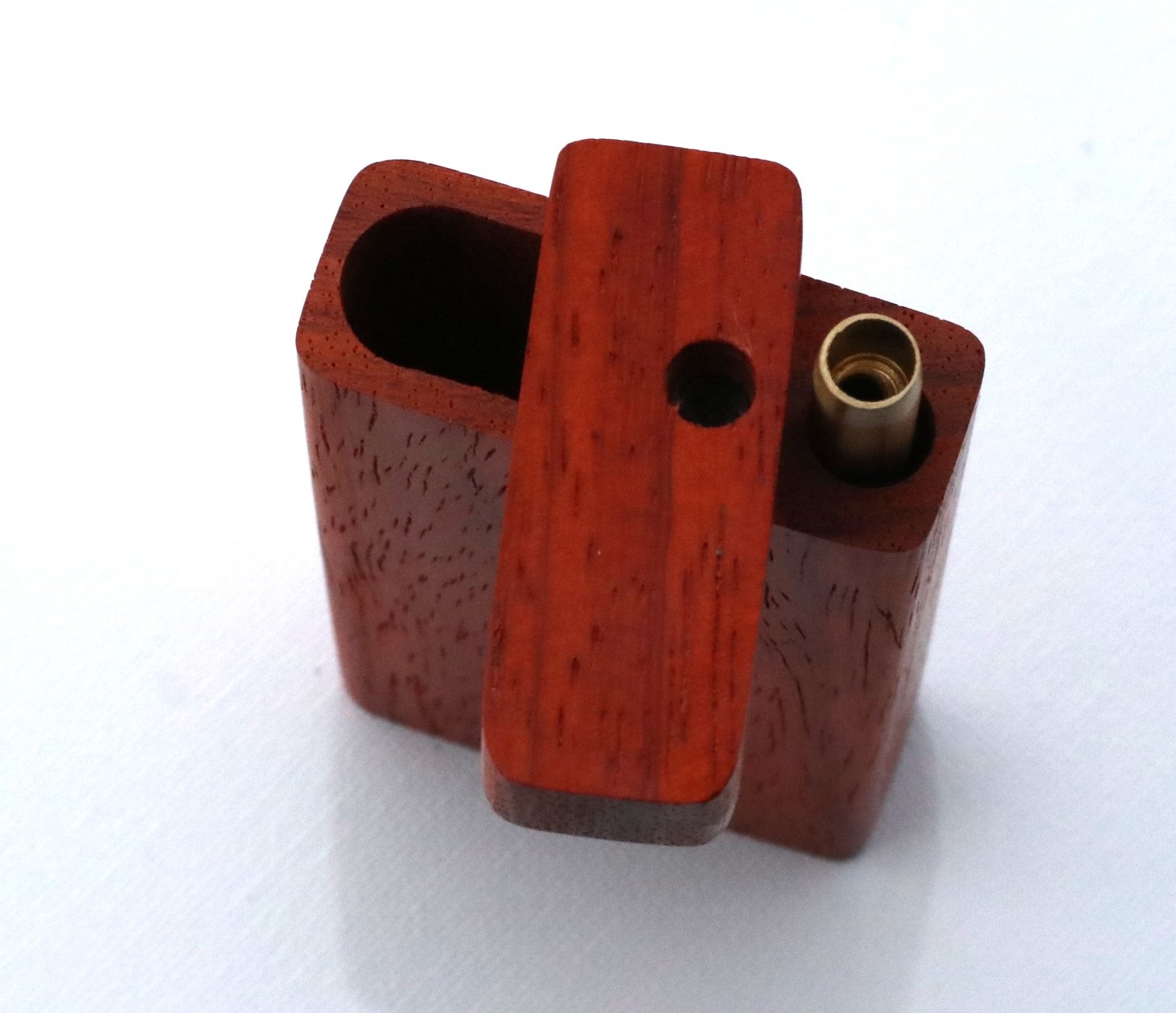 4" Padauk Wood Dugout & One Hitter Pipe - Handcrafted Wood Dugout One Hitter