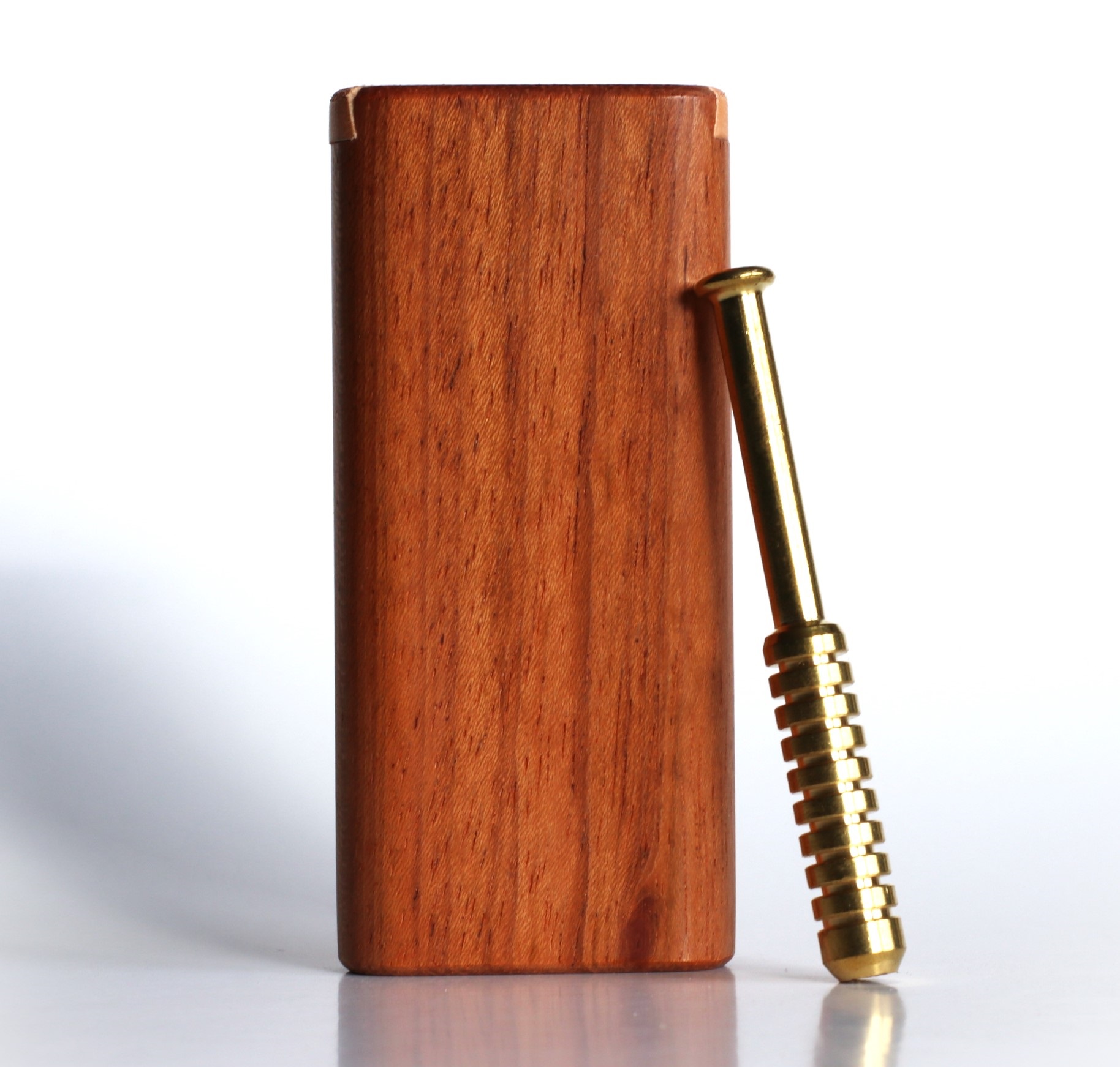 4" Brazilian Cherry Wood Slider Lid Dugouts w/ One Hitter Pipes-American Crafted Stash Boxes - PRO 420 Marijuana Stash Jars