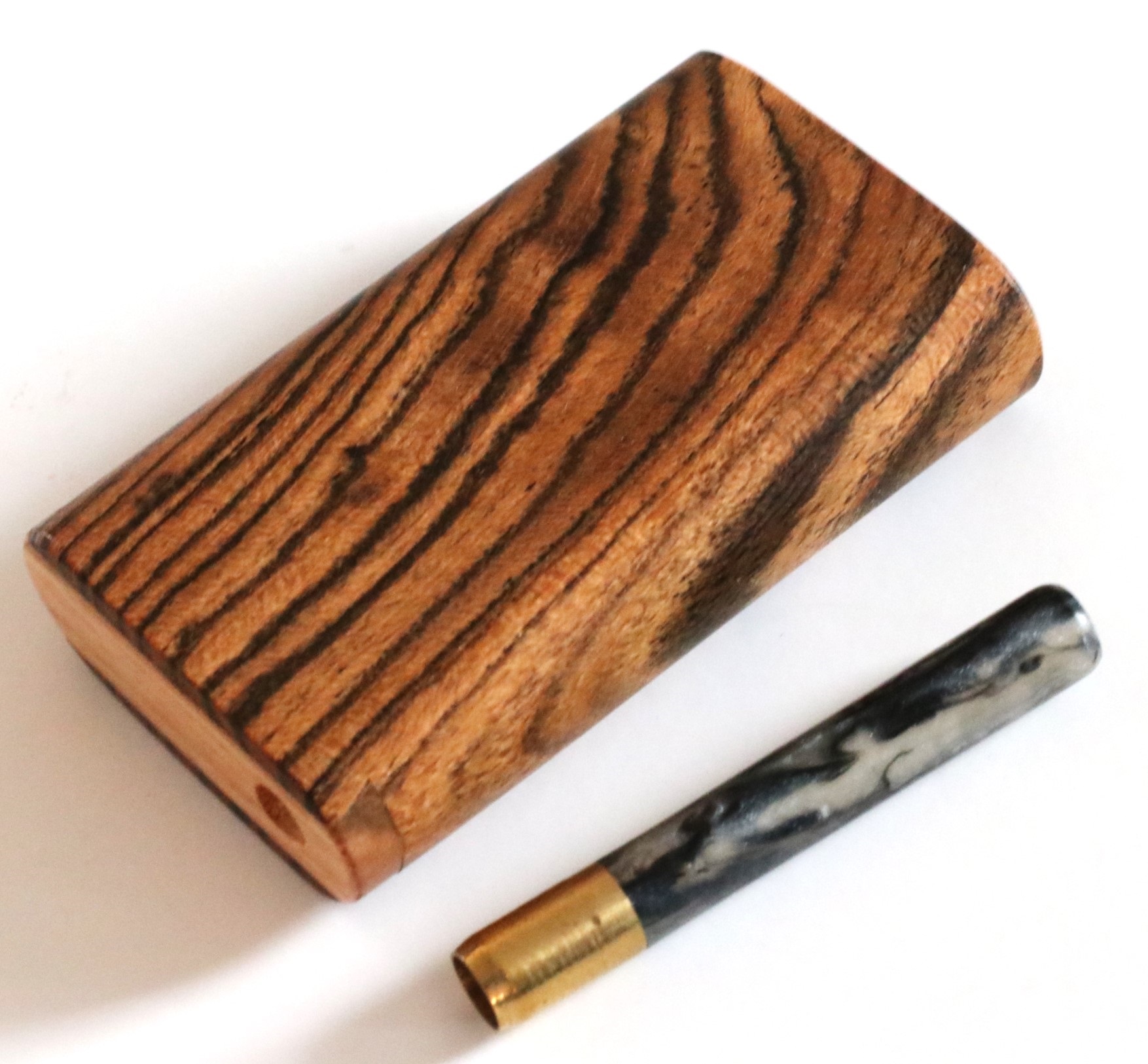 Bocote Wood Dugout & Brass one hitter pipe - Bocote Slider Dugout