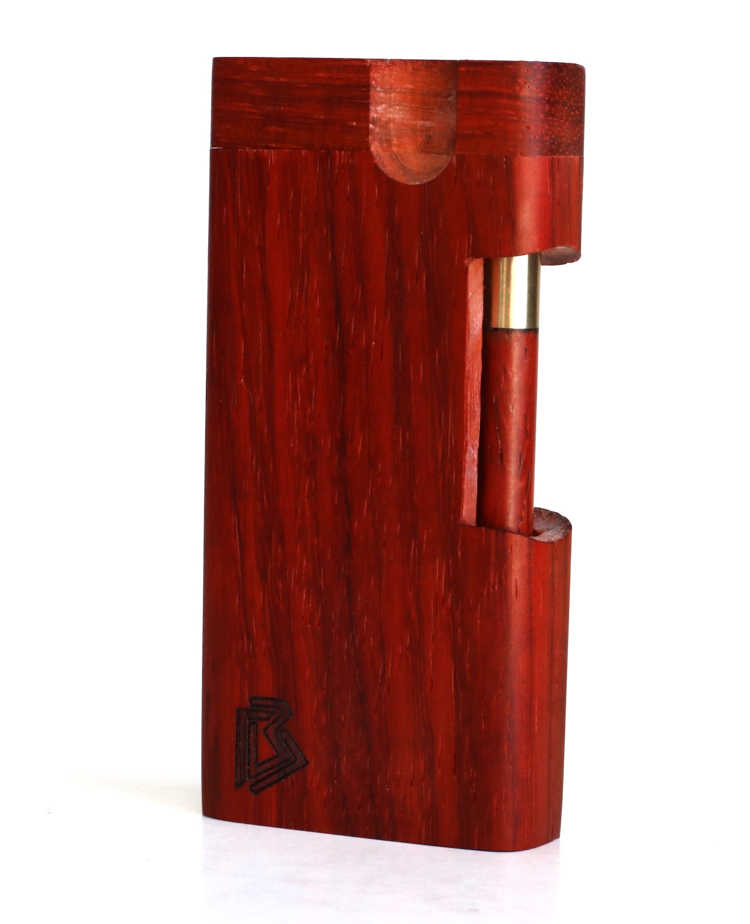 4" Padauk Square Cutaway Dugout & One Hitter Pipe-American Crafted Stash Box - Padauk Swivel Lid Dugout