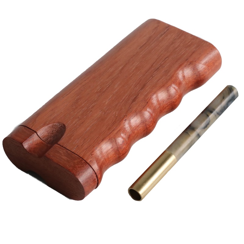 4" Rosewood Spring Lock Dugout & One hitter pipe-Handlebar Grip- American Handcrafted Stash Boxes