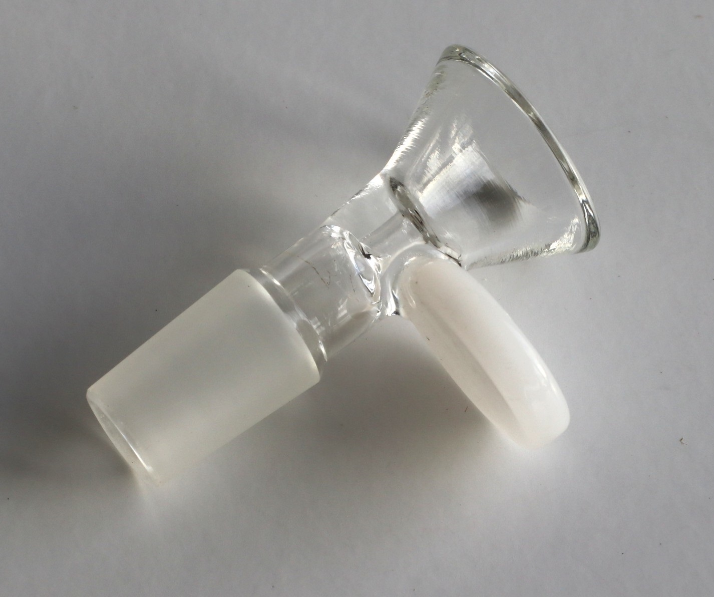 Glass Bowl Insert-14.5 mm- Frosted Male Insert Bowl with Glass Handle - 10mm Glass Bowl Insert for Bongs