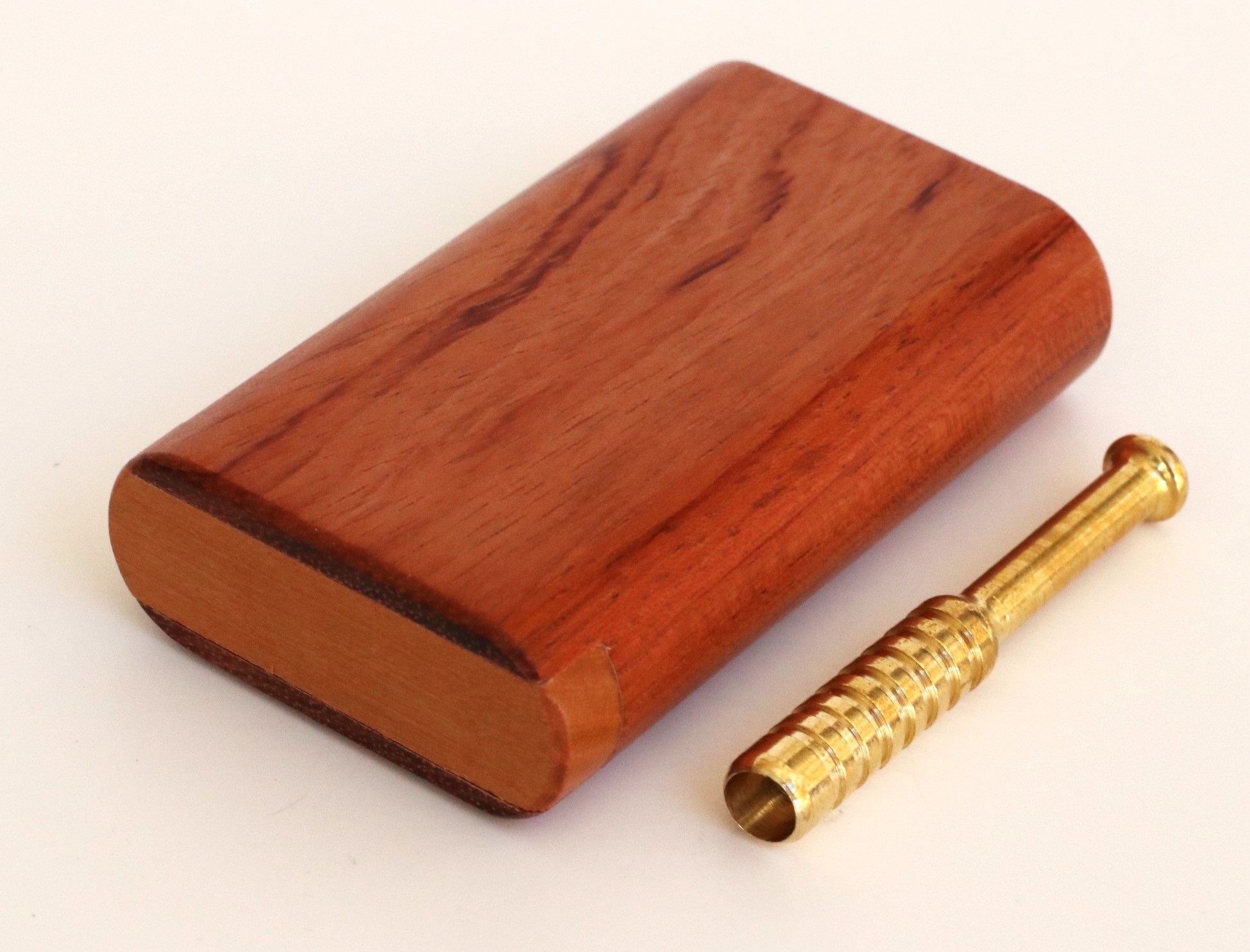 3" Snap Lock Dugout & One Hitter Pipe-Brazilian Cherry-American Crafted Exotic Wood Stash Box