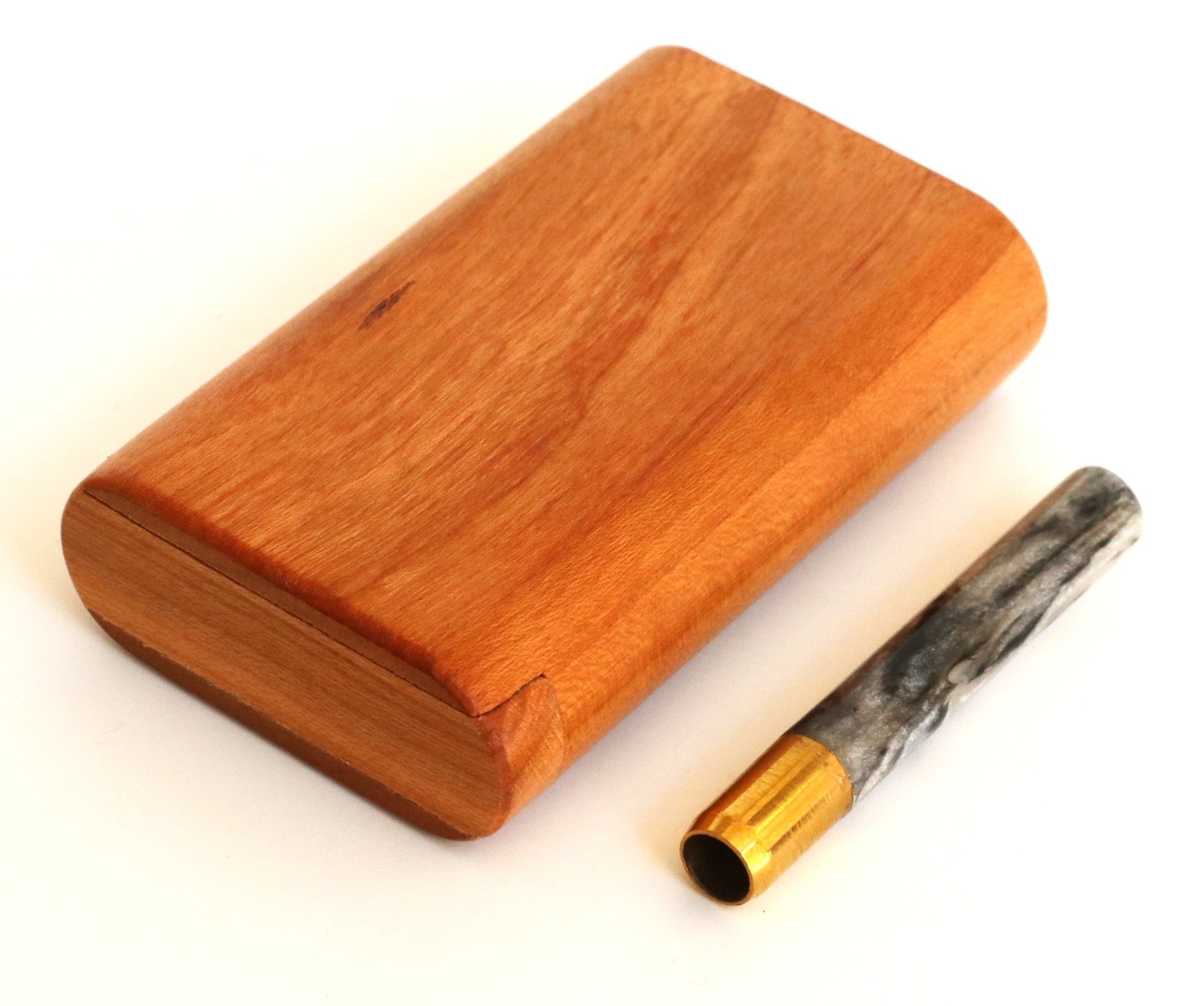 3" Snap Lock Dugout & One Hitter Pipe-American Cherry-American Crafted Exotic Wood Stash Box