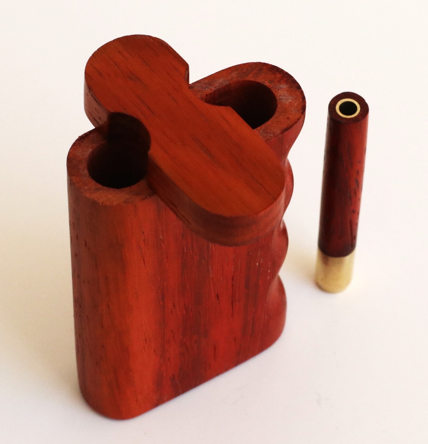 3" Padauk Spring Lock Dugouts & One hitter pipe-American Handcrafted Stash Boxes
