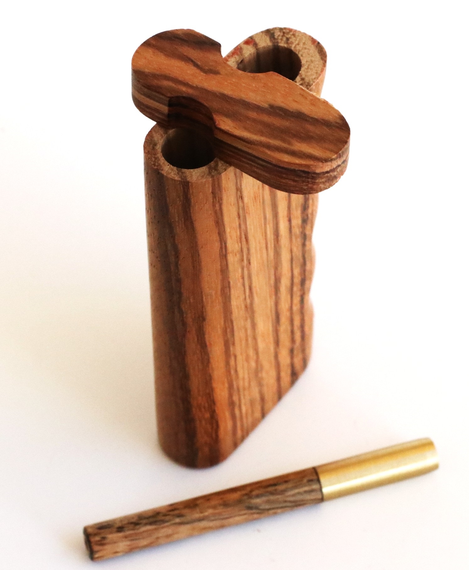 4" Zebra Spring Lock Dugouts & One hitter pipe-American Handcrafted Stash Boxes