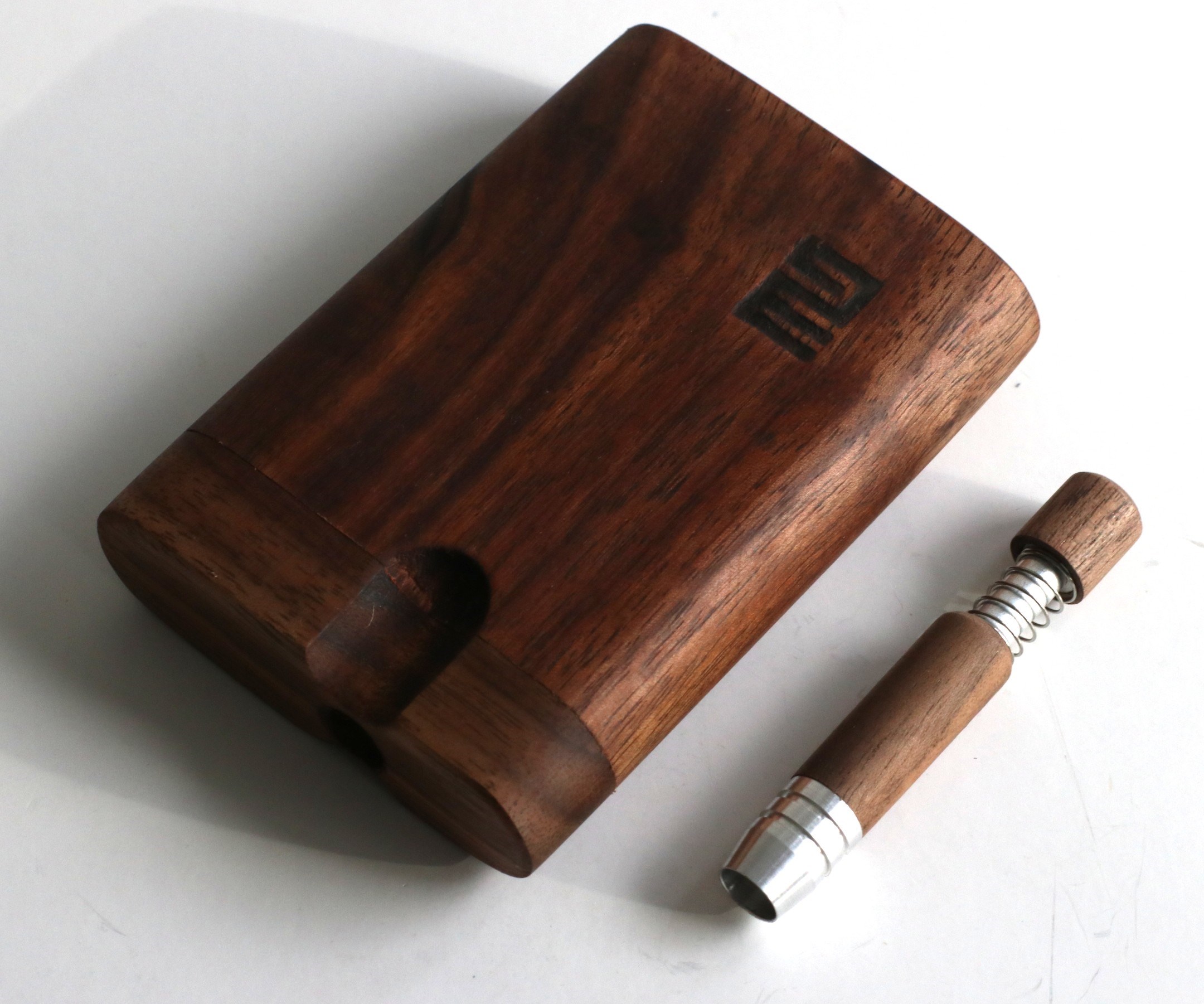 3" Black Walnut Dugout & Spring Loaded Walnut One Hitter-Perfect Match - 3rd Grain Walnut Dugout and Pipe