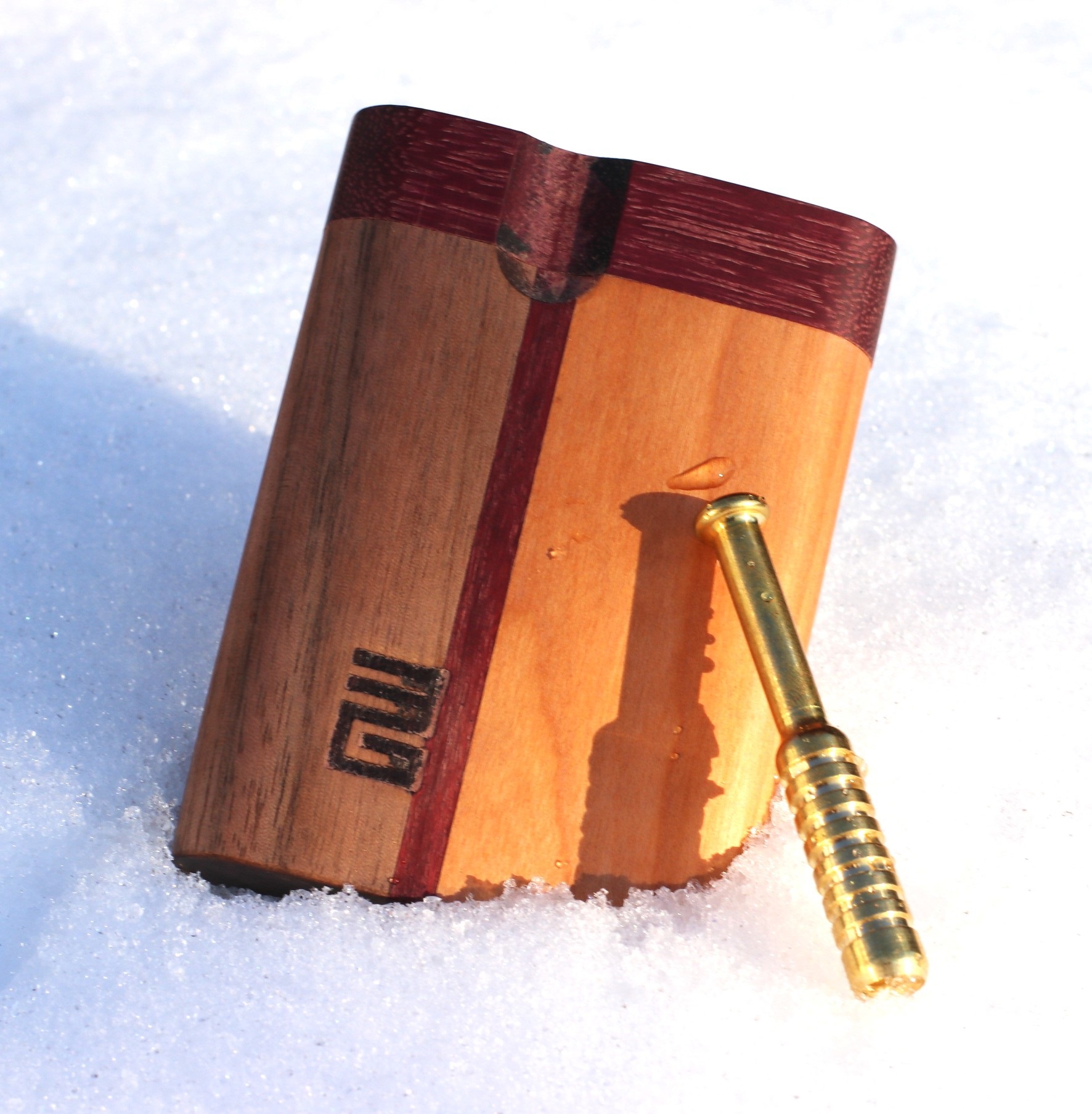 3rd Grain Swivel Lid Dugouts & One hitter pipes-American Crafted Stash Box-Walnut/Cherry Mix - 3rd Grain Swivel Lid Dugout