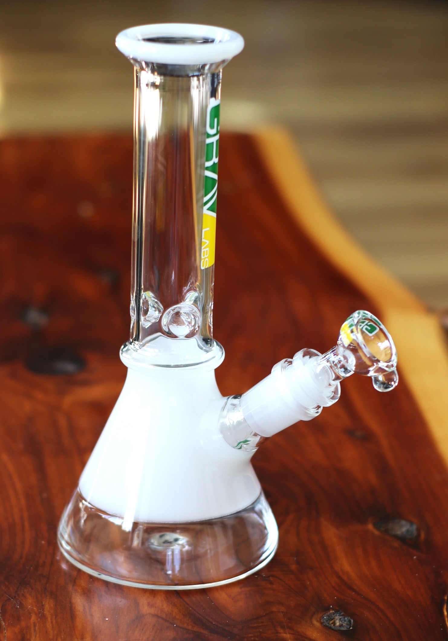 8" GRAV Glass Bong-Water Pipe-Downstem & Herb Slide-Green/Yellow - 8' Water Bong by GRAV