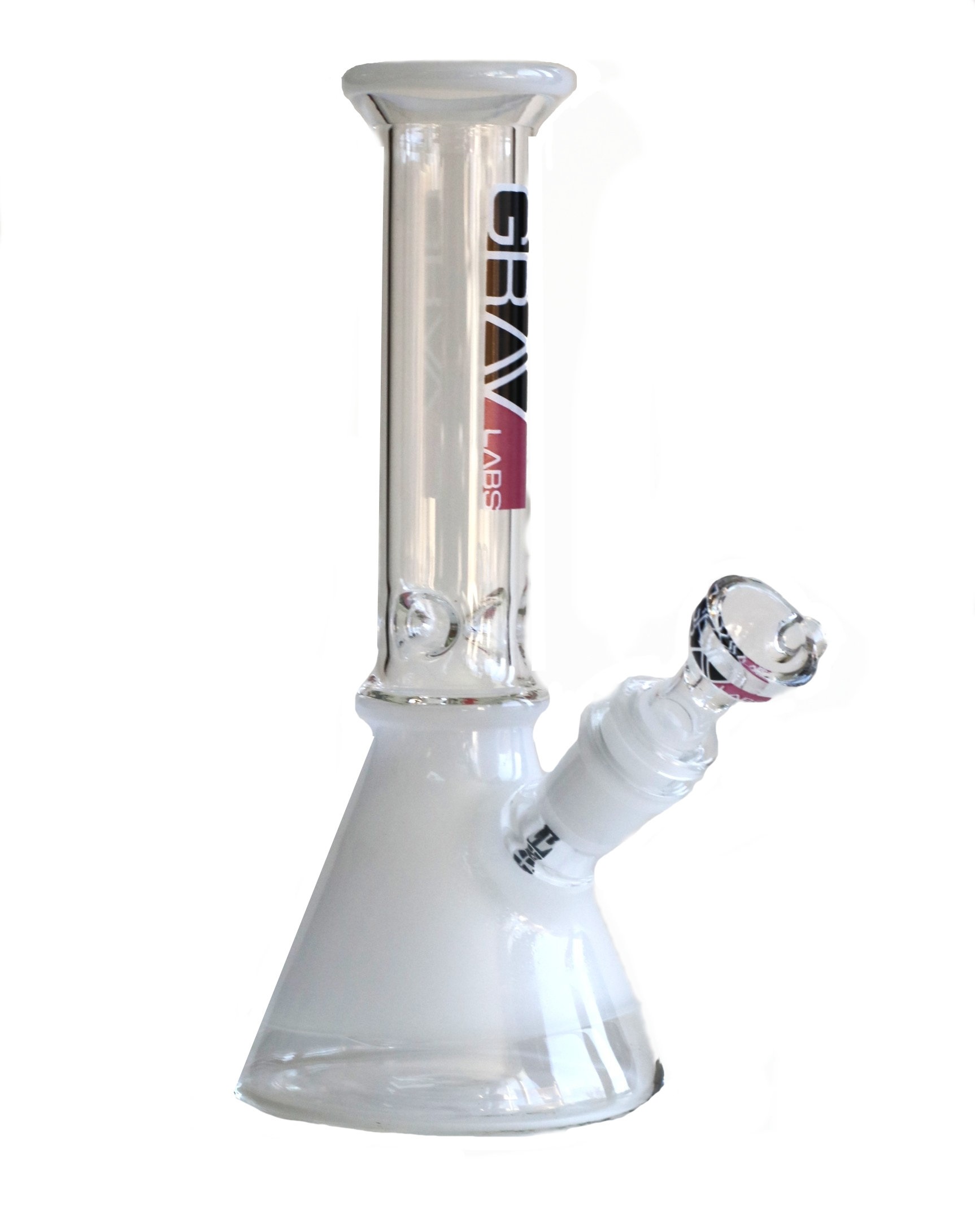8" GRAV Glass Bong-Water Pipe-Downstem & Herb Slide-Pink/Black - 8' Water Bong by GRAV