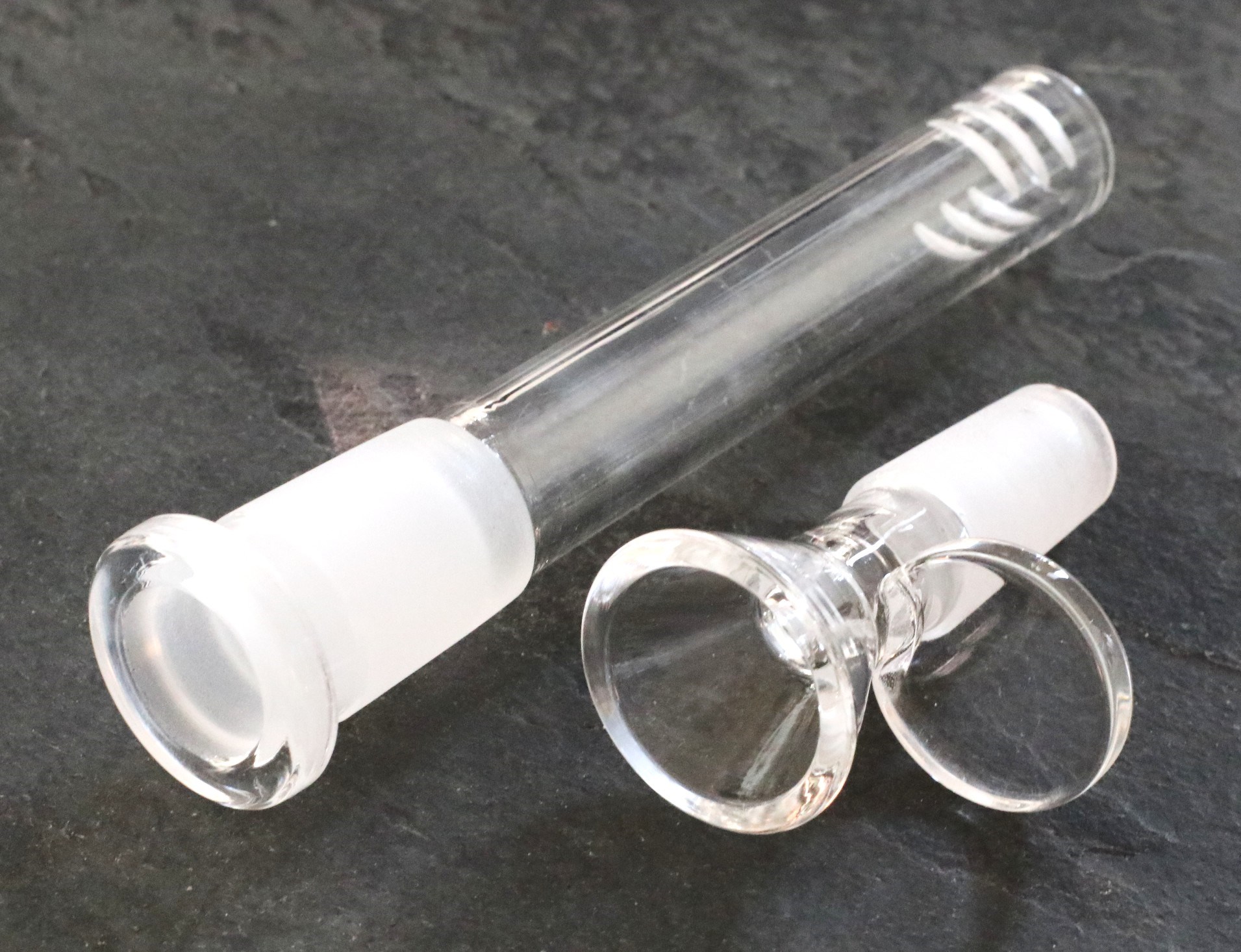 12" Clear Glass Bong-Slider & Herb Bowl-Amber Accents-Top quality Table top water beaker-bong-glass pipe - Slide for Bongs