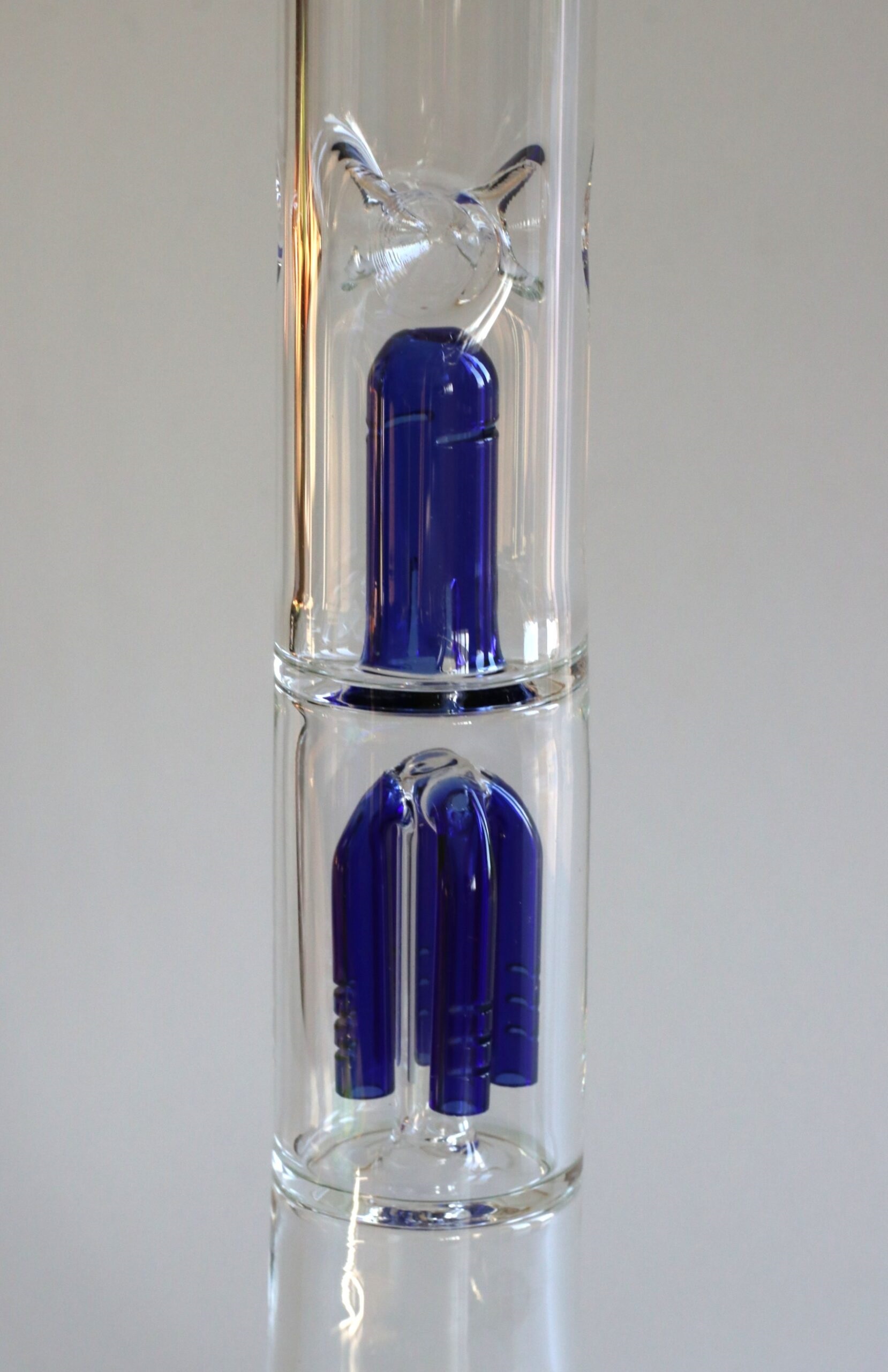 12" Clear Glass Bong-Slider & Herb Bowl-Blue Accents-Top quality Table top water beaker-bong-glass pipe - GRAV Glass Hitter Pipes