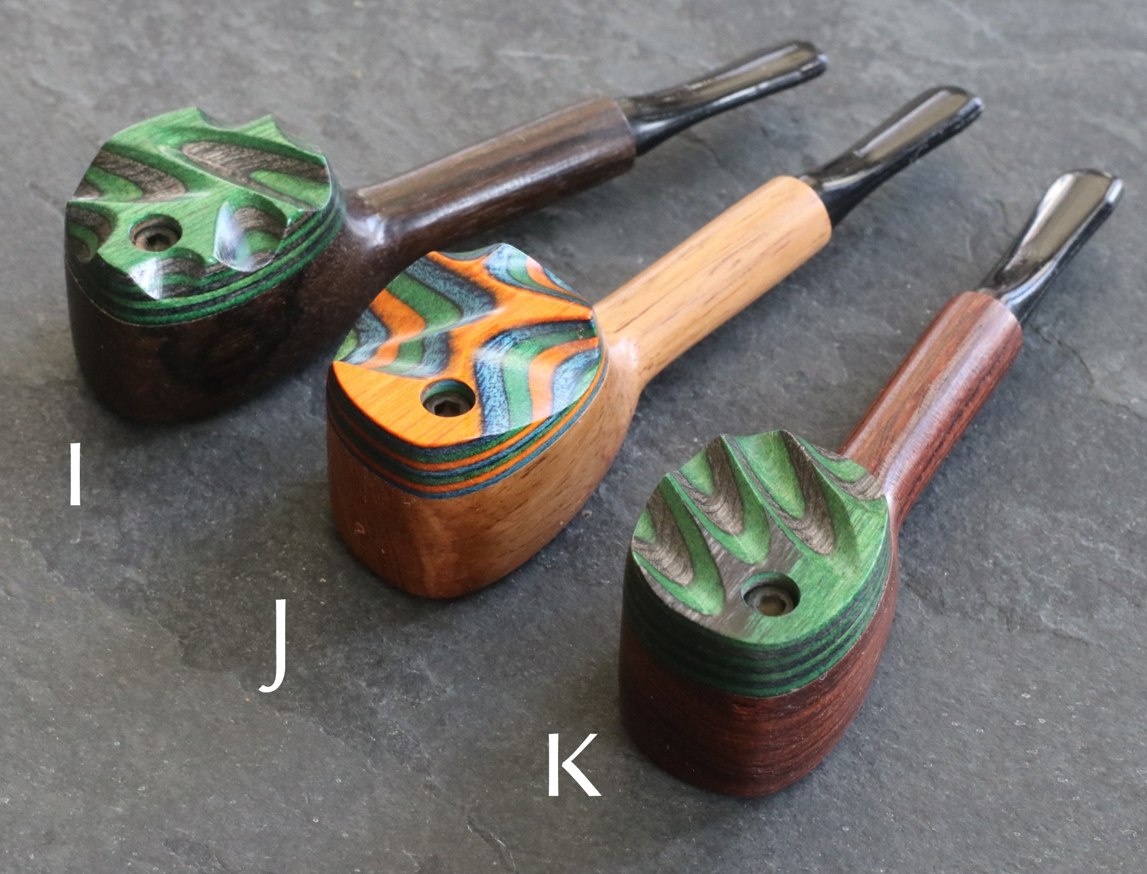 4" Swivel Lid Wood Pipe-DC2 COLOR ETCH LID-Handcrafted American Smoking Pipe - Exotic Wood Swivel Lid Pipes